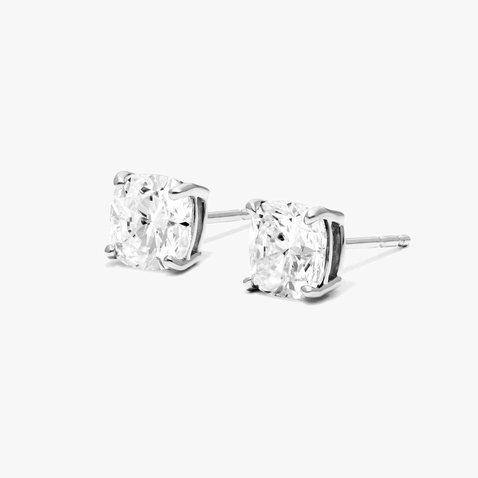 Cushion Lab Created Diamond Push Back Stud Earrings, EF Color, VS Clarity, IGI Certified