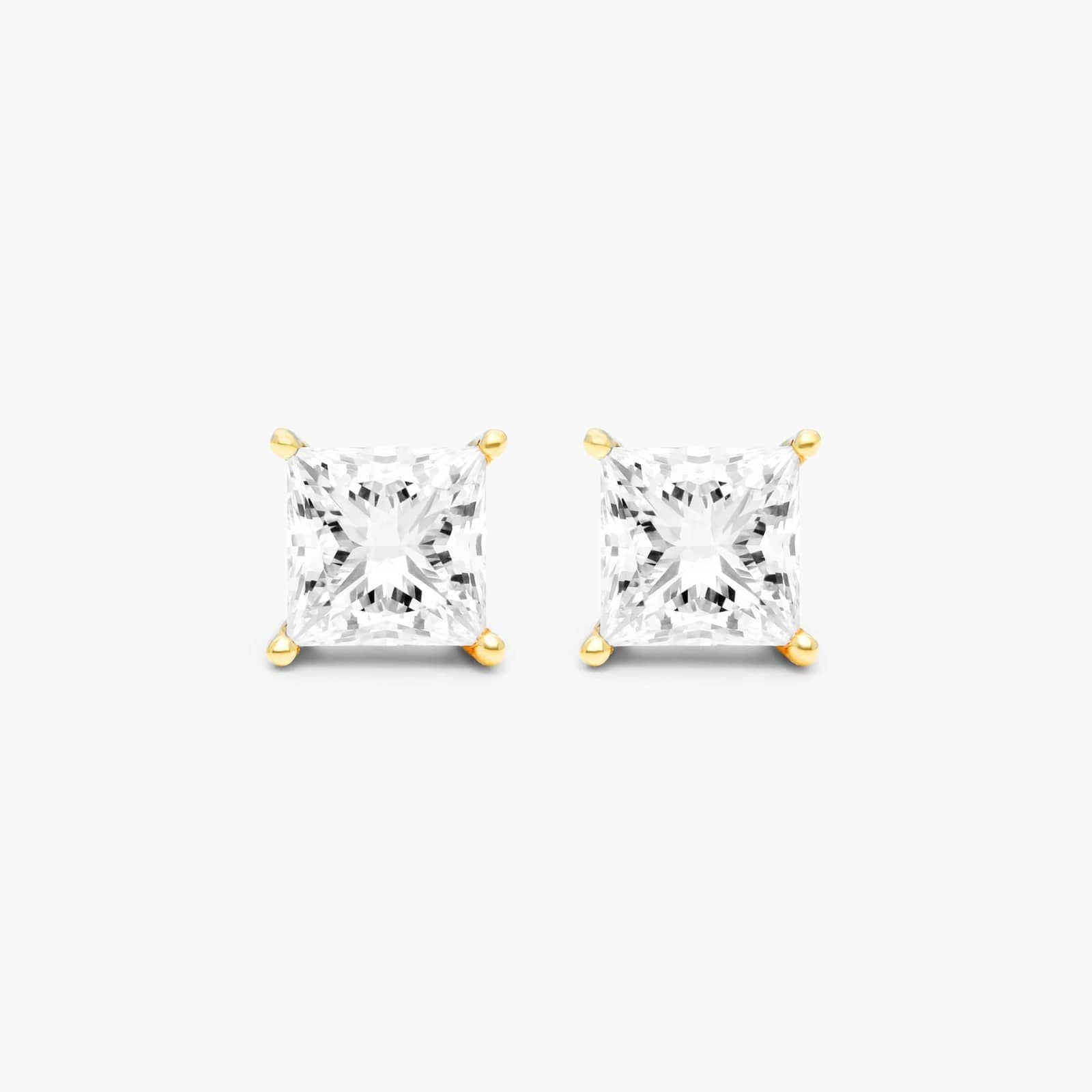 Princess Cut Lab Grown Diamond Push Back Stud Earrings, EF Color, VS Clarity, IGI Certified