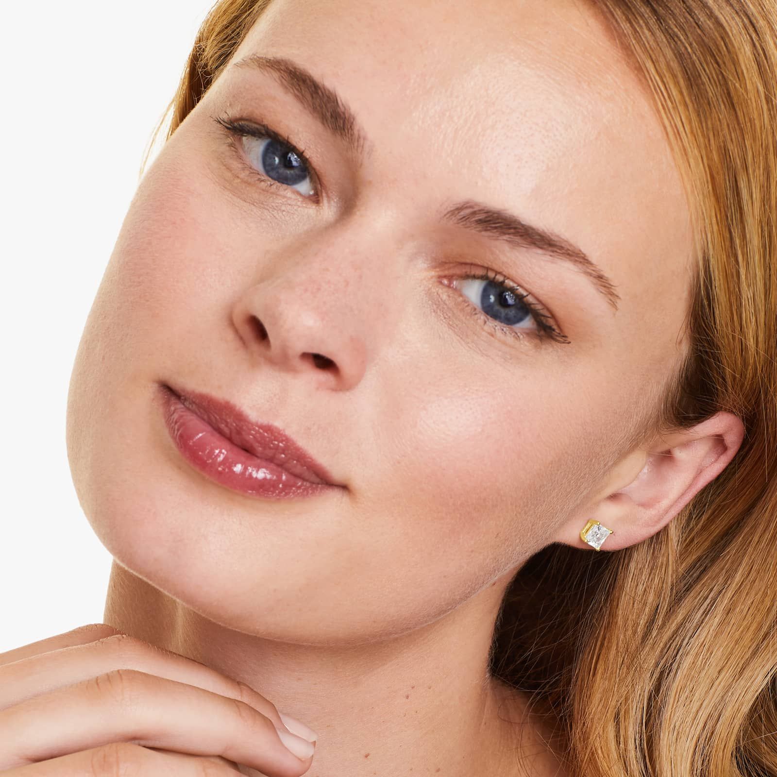 Princess Cut Lab Grown Diamond Push Back Stud Earrings, EF Color, VS Clarity, IGI Certified