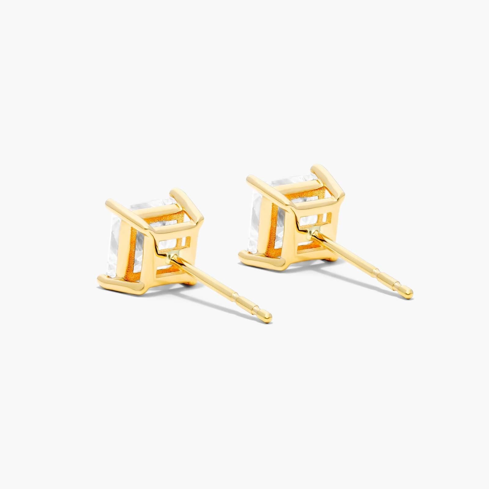 Princess Cut Lab Grown Diamond Push Back Stud Earrings, EF Color, VS Clarity, IGI Certified
