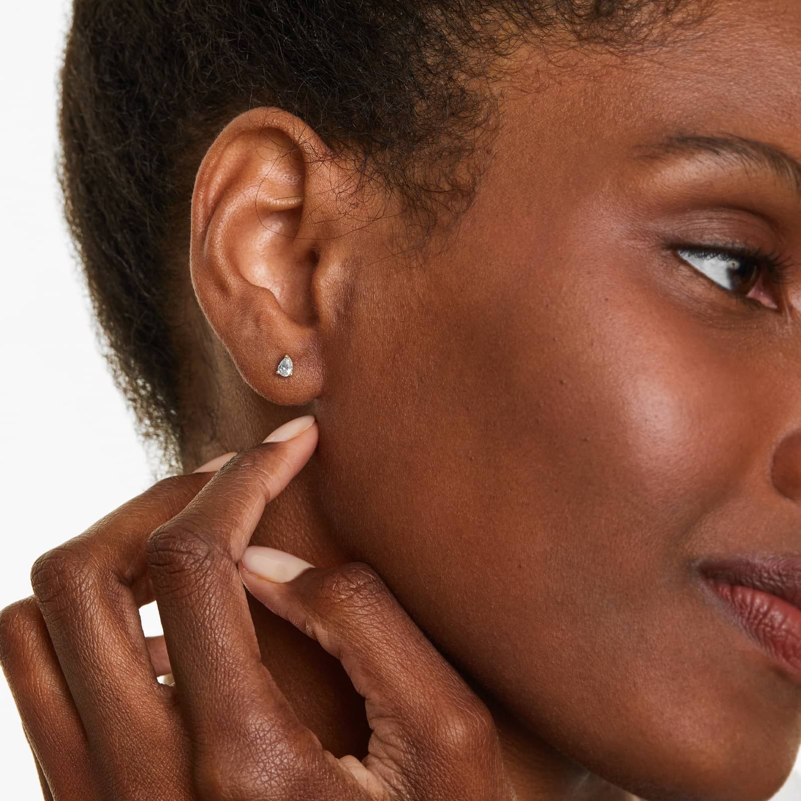 Pear Lab Grown Diamond Push Back Stud Earrings, EF Color, VS Clarity, IGI Certified