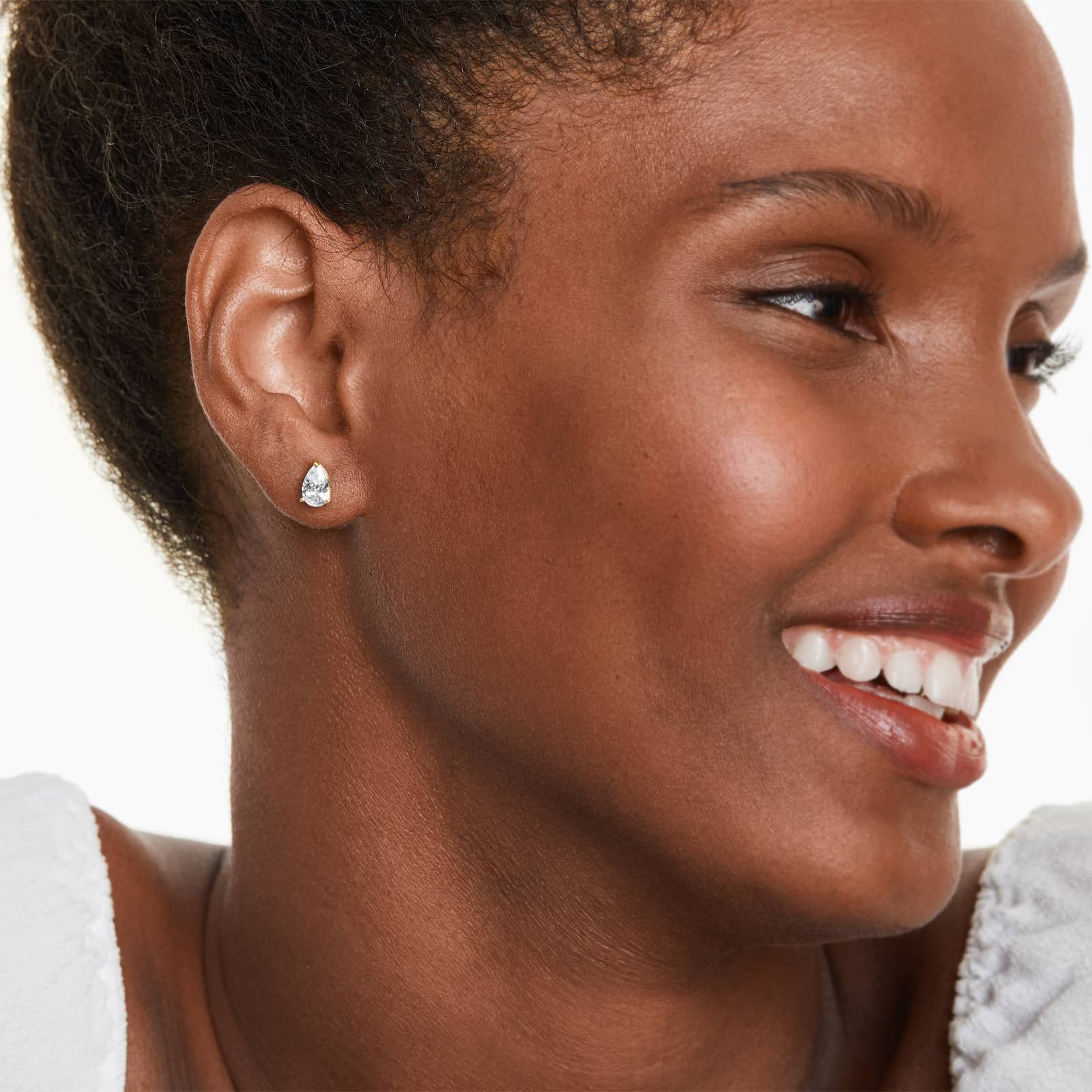 Pear Lab Grown Diamond Push Back Stud Earrings, EF Color, VS Clarity, IGI Certified