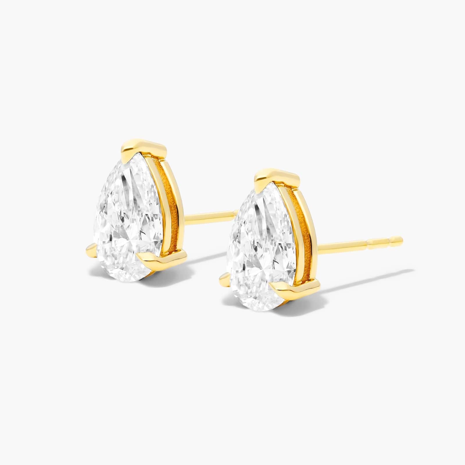 Pear Lab Grown Diamond Push Back Stud Earrings, EF Color, VS Clarity, IGI Certified