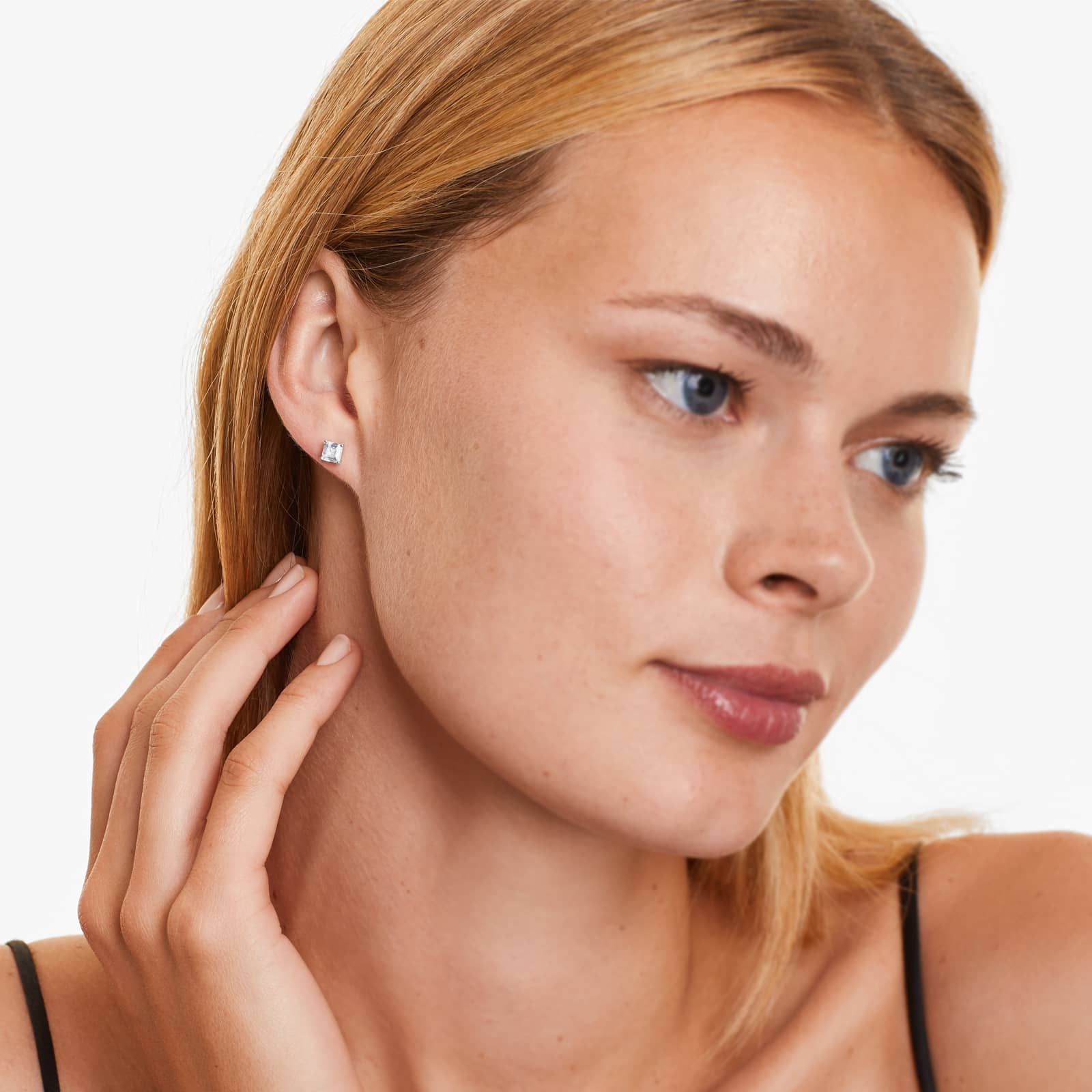 Asscher Lab Grown Diamond Push Back Stud Earrings, EF Color, VS Clarity, IGI Certified