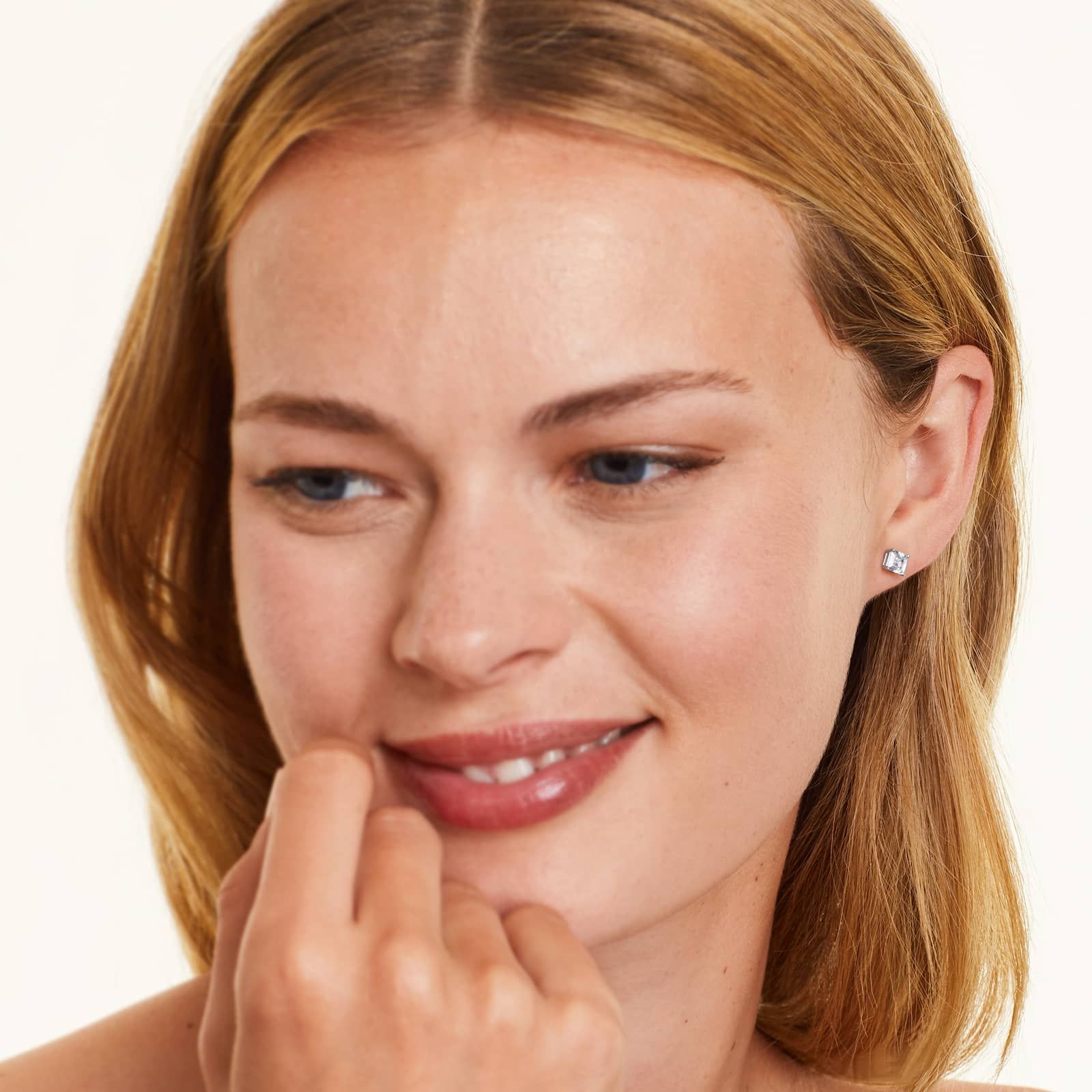 Asscher Lab Grown Diamond Push Back Stud Earrings, EF Color, VS Clarity, IGI Certified