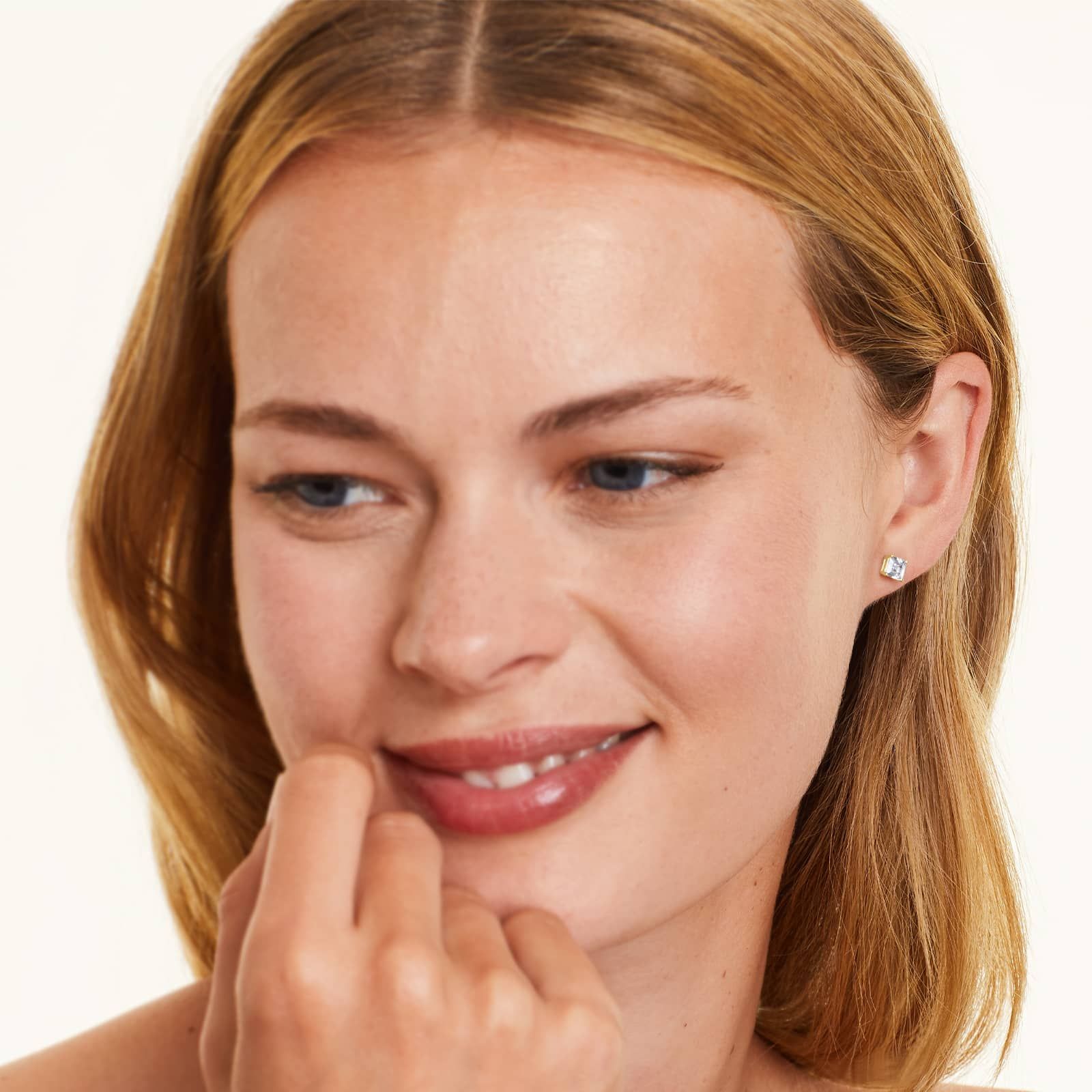 Asscher Lab Grown Diamond Push Back Stud Earrings, EF Color, VS Clarity, IGI Certified