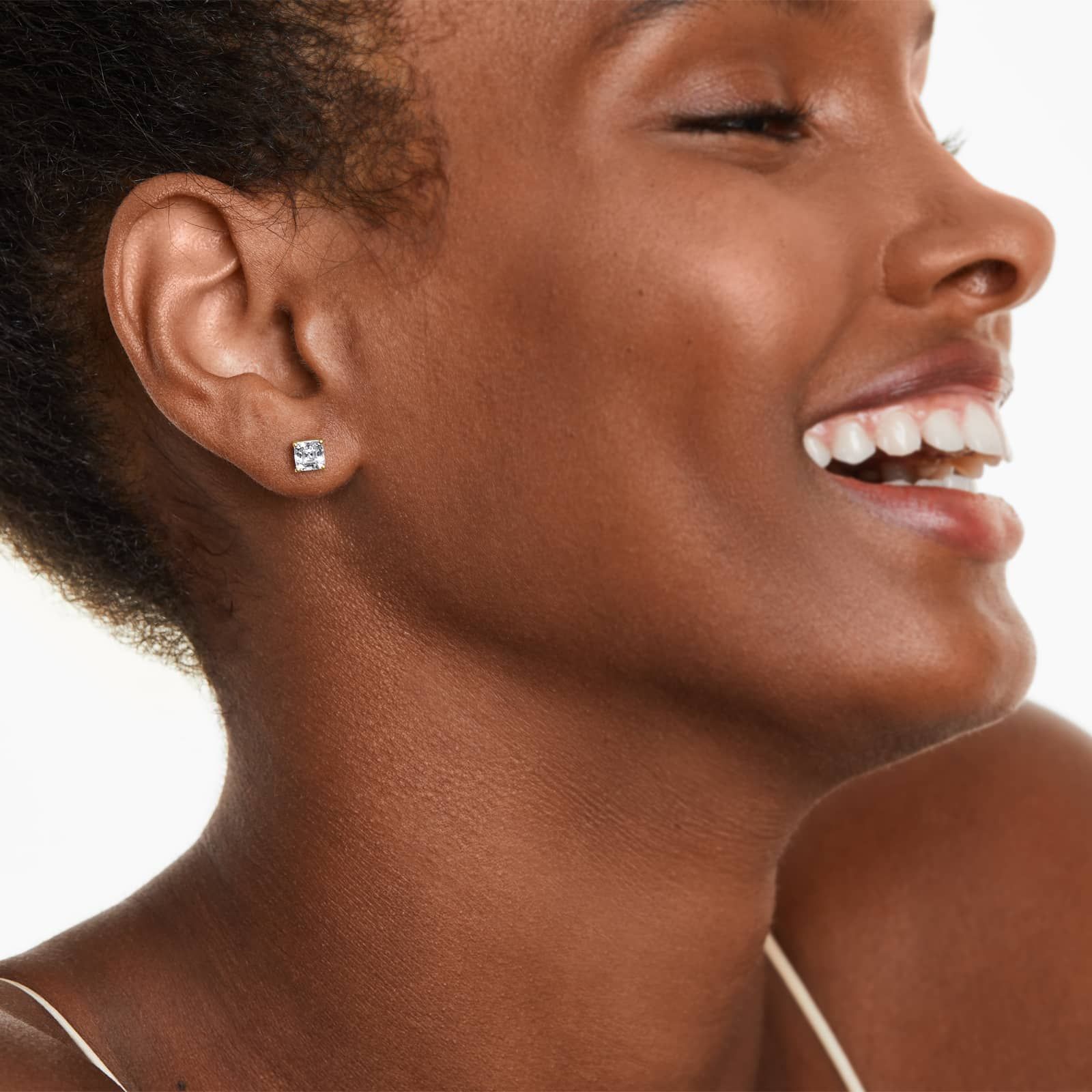 Asscher Lab Grown Diamond Push Back Stud Earrings, EF Color, VS Clarity, IGI Certified