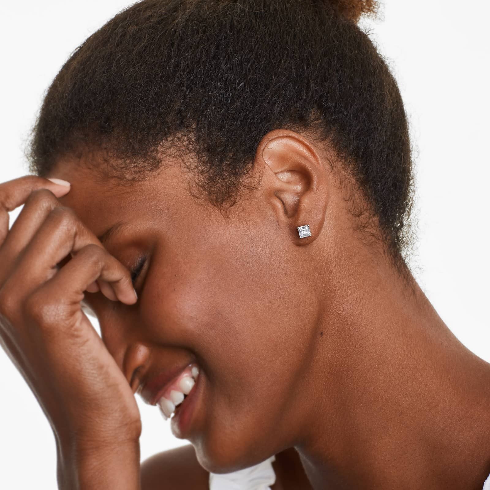 Asscher Lab Grown Diamond Push Back Stud Earrings, EF Color, VS Clarity, IGI Certified