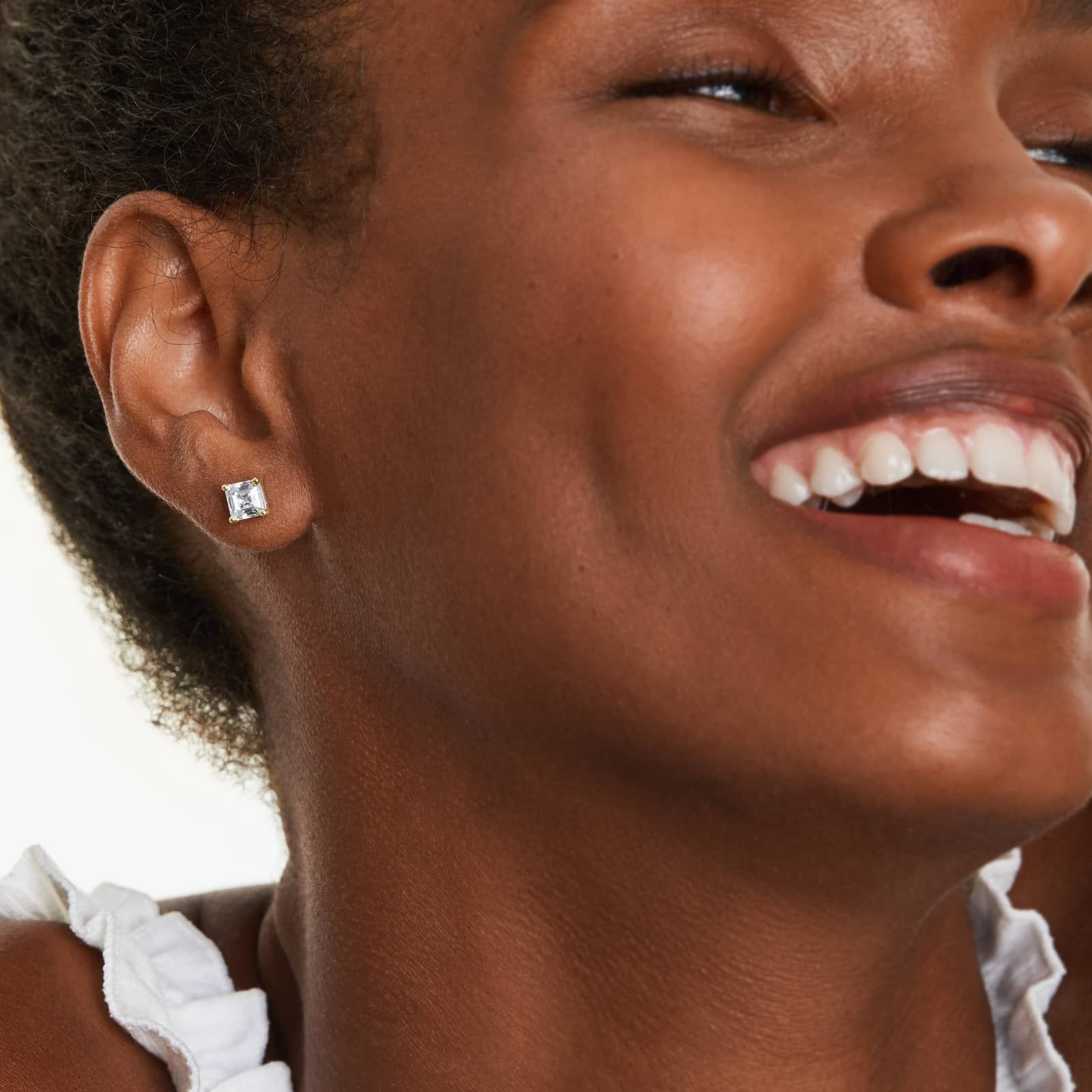 Asscher Lab Grown Diamond Push Back Stud Earrings, EF Color, VS Clarity, IGI Certified