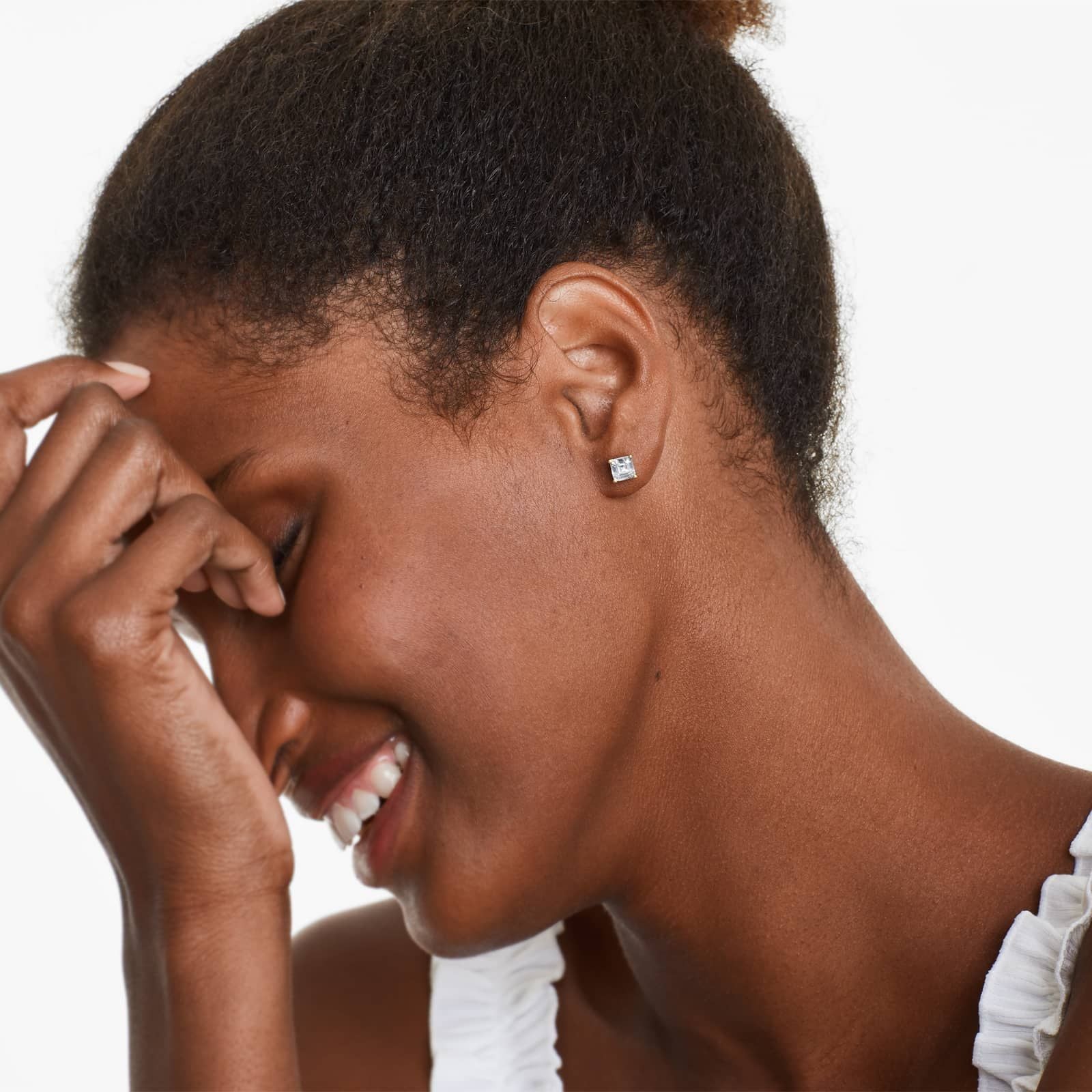 Asscher Lab Grown Diamond Push Back Stud Earrings, EF Color, VS Clarity, IGI Certified