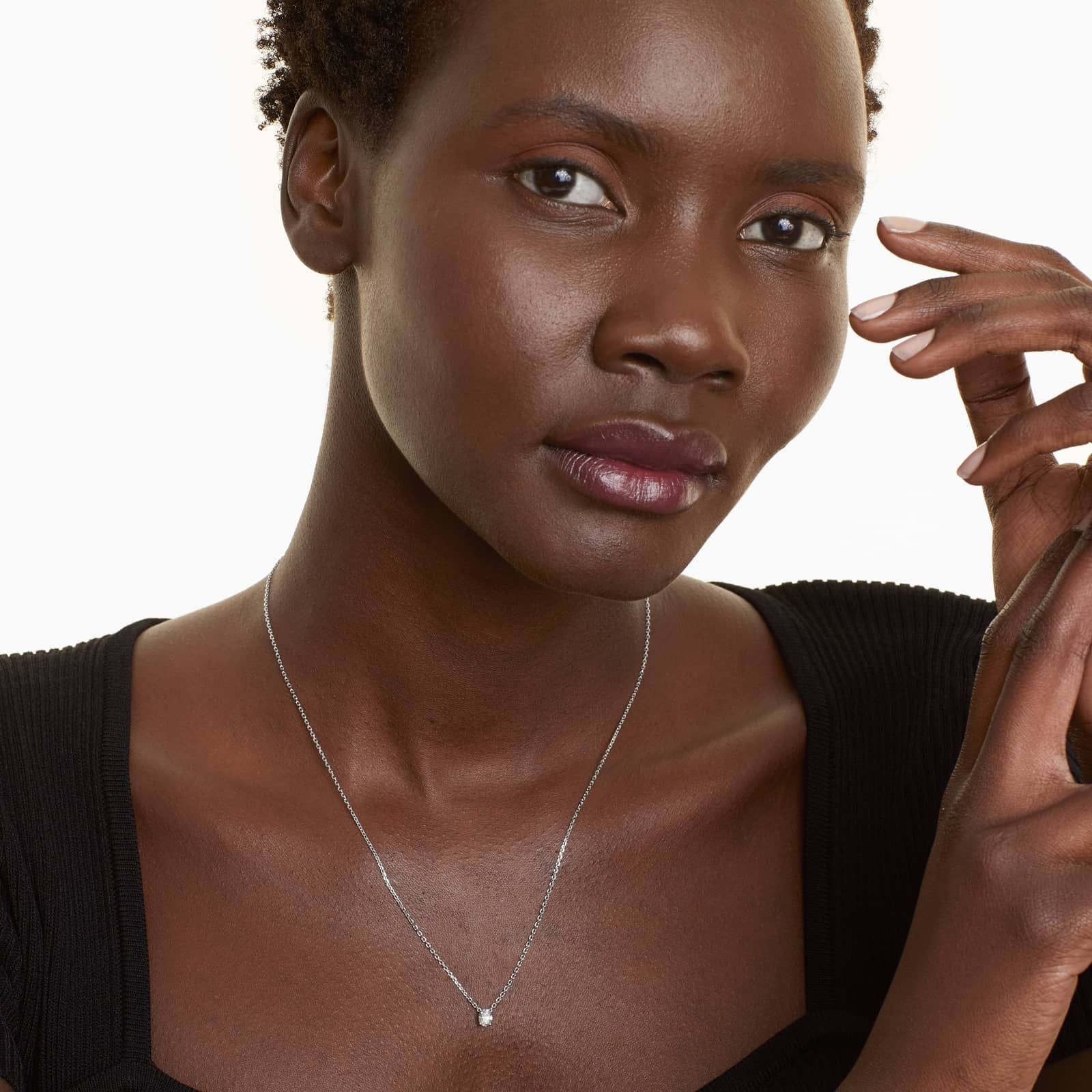 Oval Lab Grown Diamond Solitaire Pendant With Chain, EF Color, VS Clarity, IGI Certified