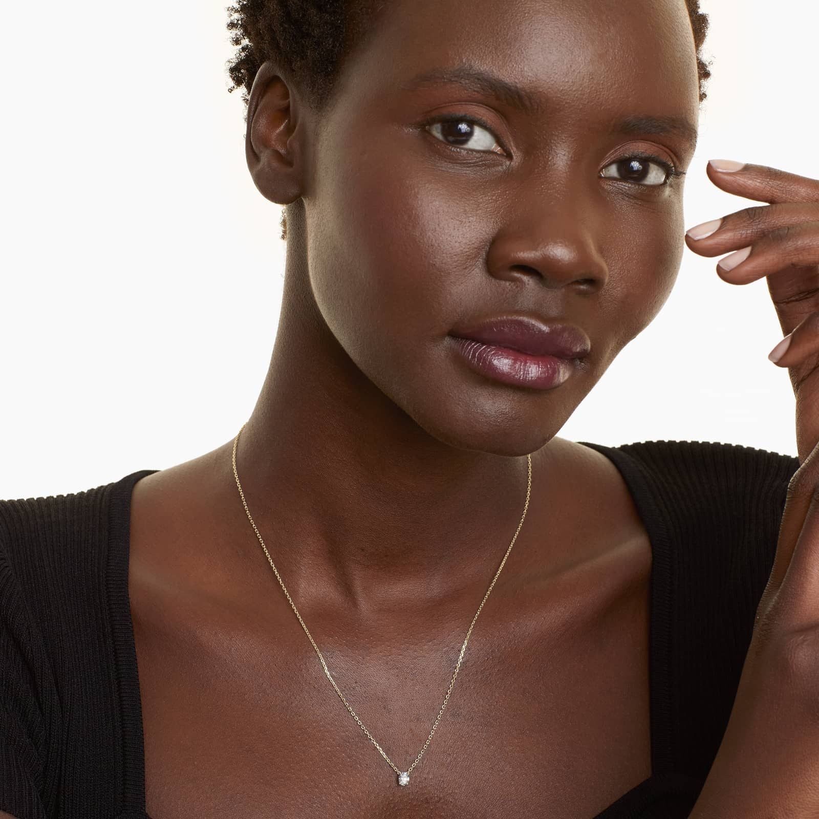 Oval Lab Grown Diamond Solitaire Pendant With Chain, EF Color, VS Clarity, IGI Certified