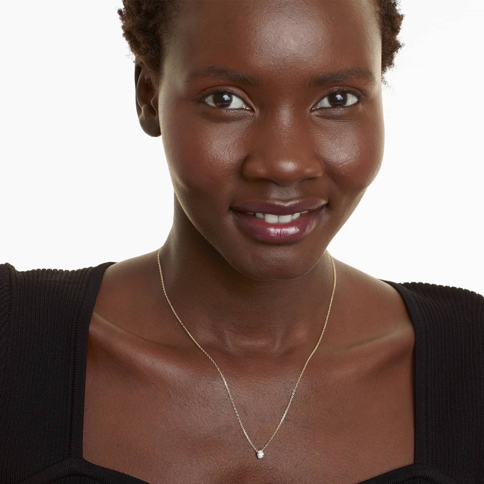 Oval Lab Grown Diamond Solitaire Pendant With Chain, EF Color, VS Clarity, IGI Certified