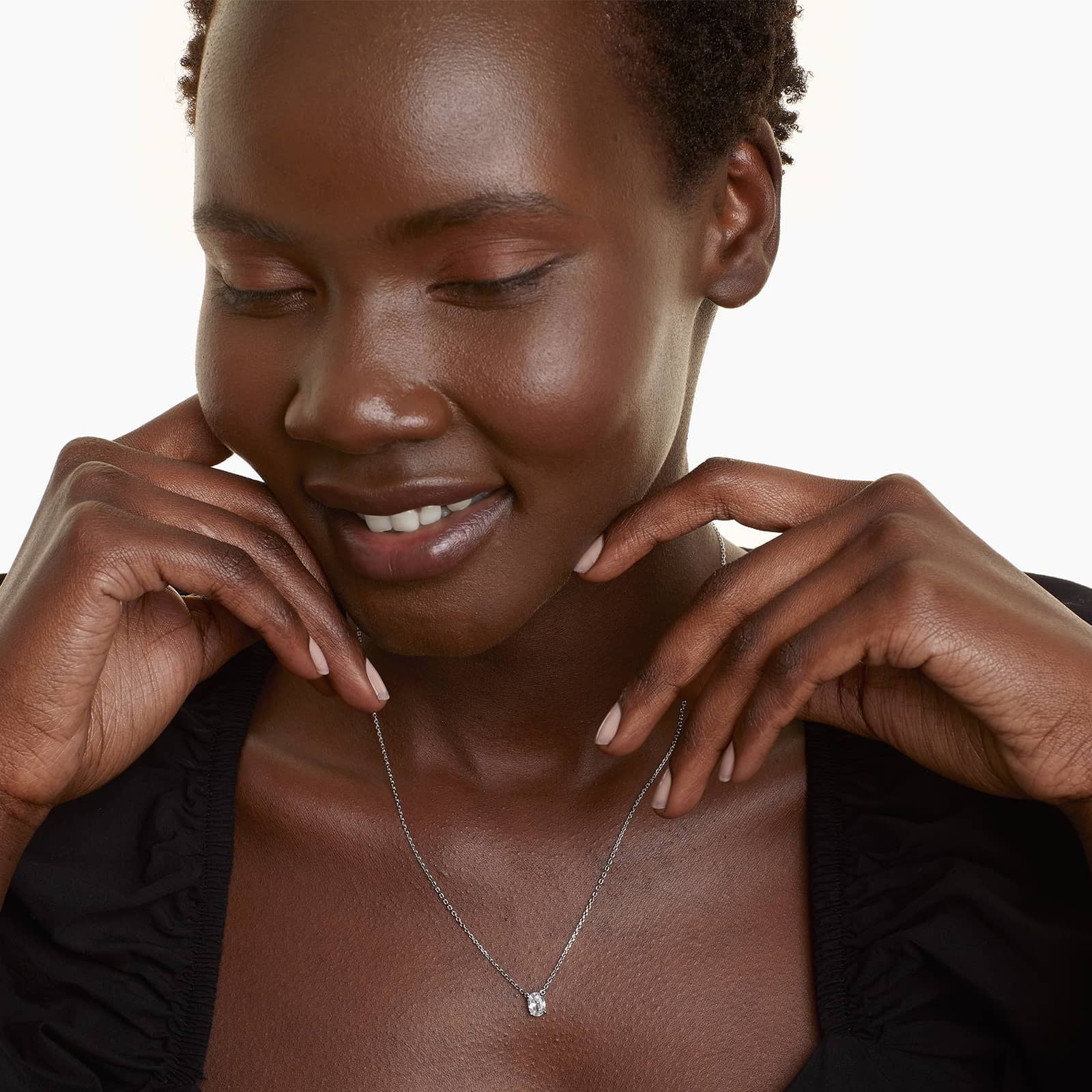 Oval Lab Grown Diamond Solitaire Pendant With Chain, EF Color, VS Clarity, IGI Certified