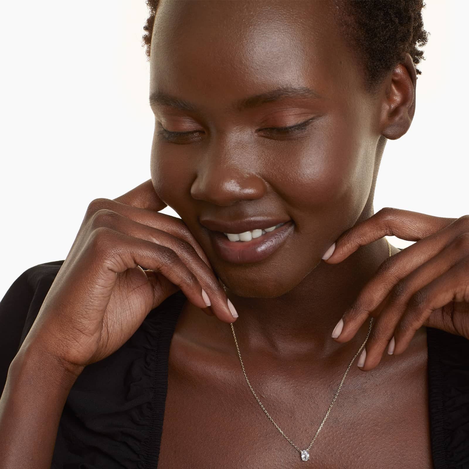 Oval Lab Grown Diamond Solitaire Pendant With Chain, EF Color, VS Clarity, IGI Certified