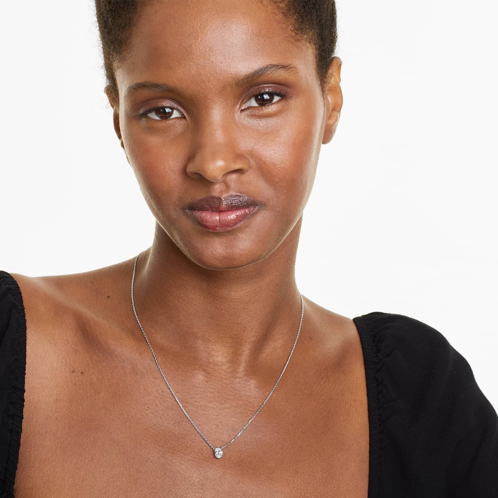 Oval Lab Grown Diamond Solitaire Pendant With Chain, EF Color, VS Clarity, IGI Certified