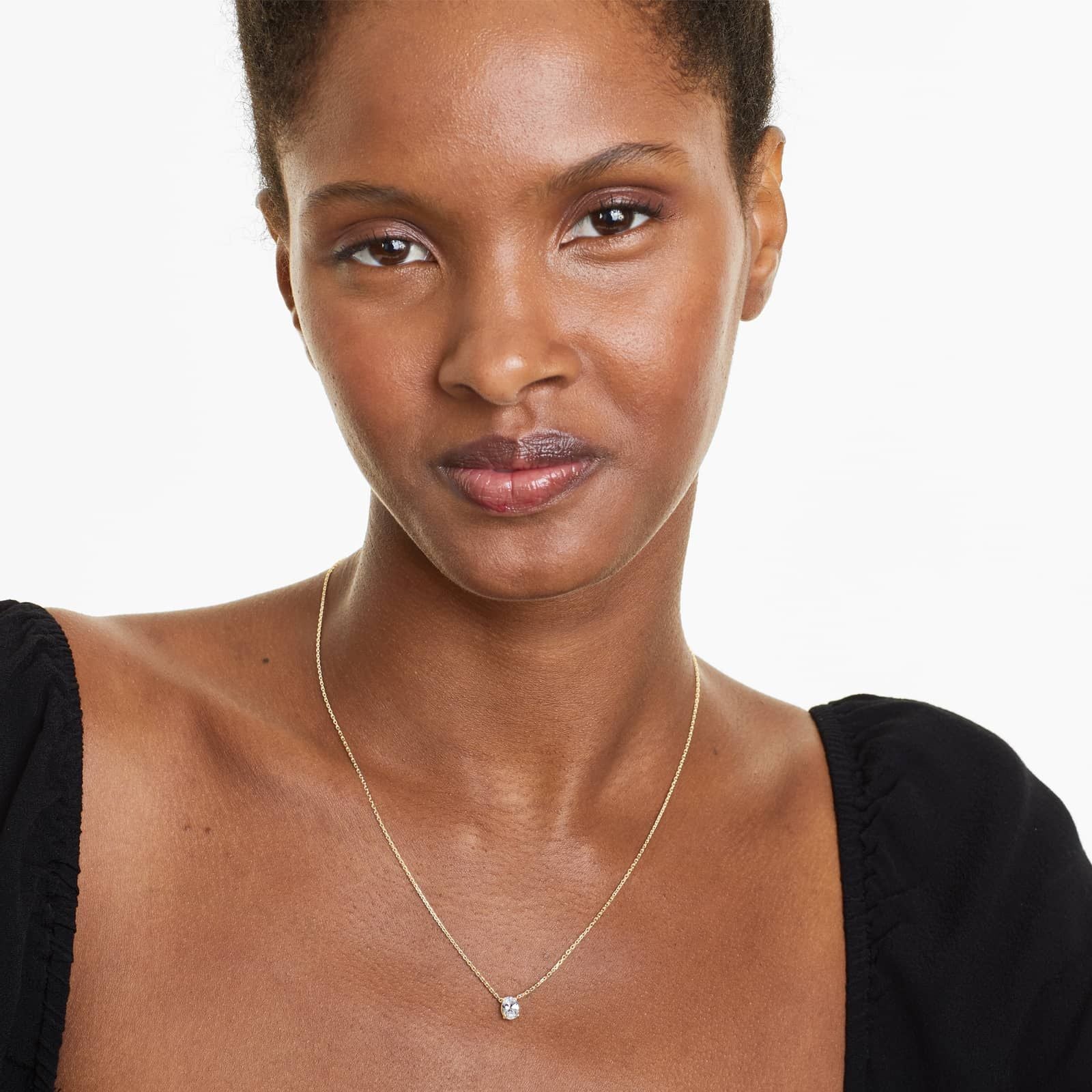 Oval Lab Grown Diamond Solitaire Pendant With Chain, EF Color, VS Clarity, IGI Certified