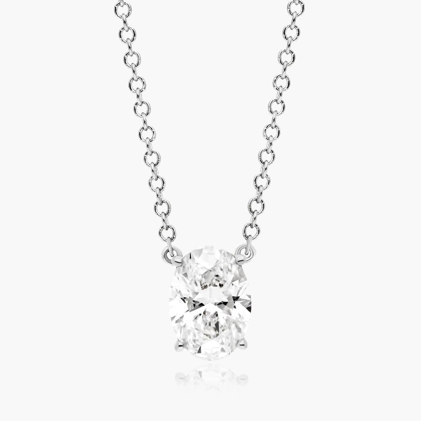 Oval Lab Grown Diamond Solitaire Pendant With Chain, EF Color, VS Clarity, IGI Certified