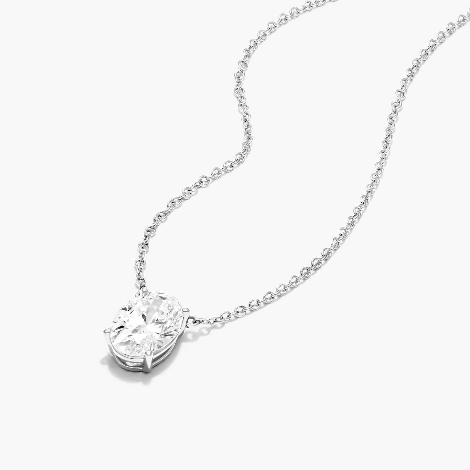 Oval Lab Grown Diamond Solitaire Pendant With Chain, EF Color, VS Clarity, IGI Certified