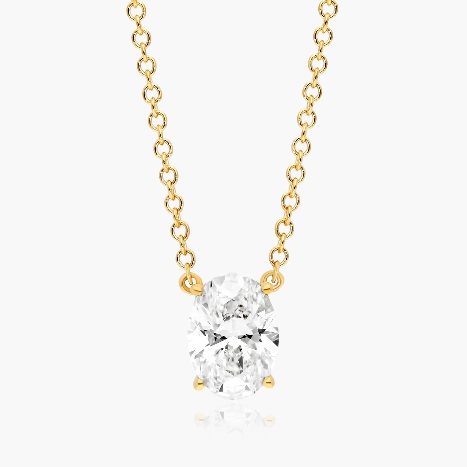 Oval Lab Grown Diamond Solitaire Pendant With Chain, EF Color, VS Clarity, IGI Certified