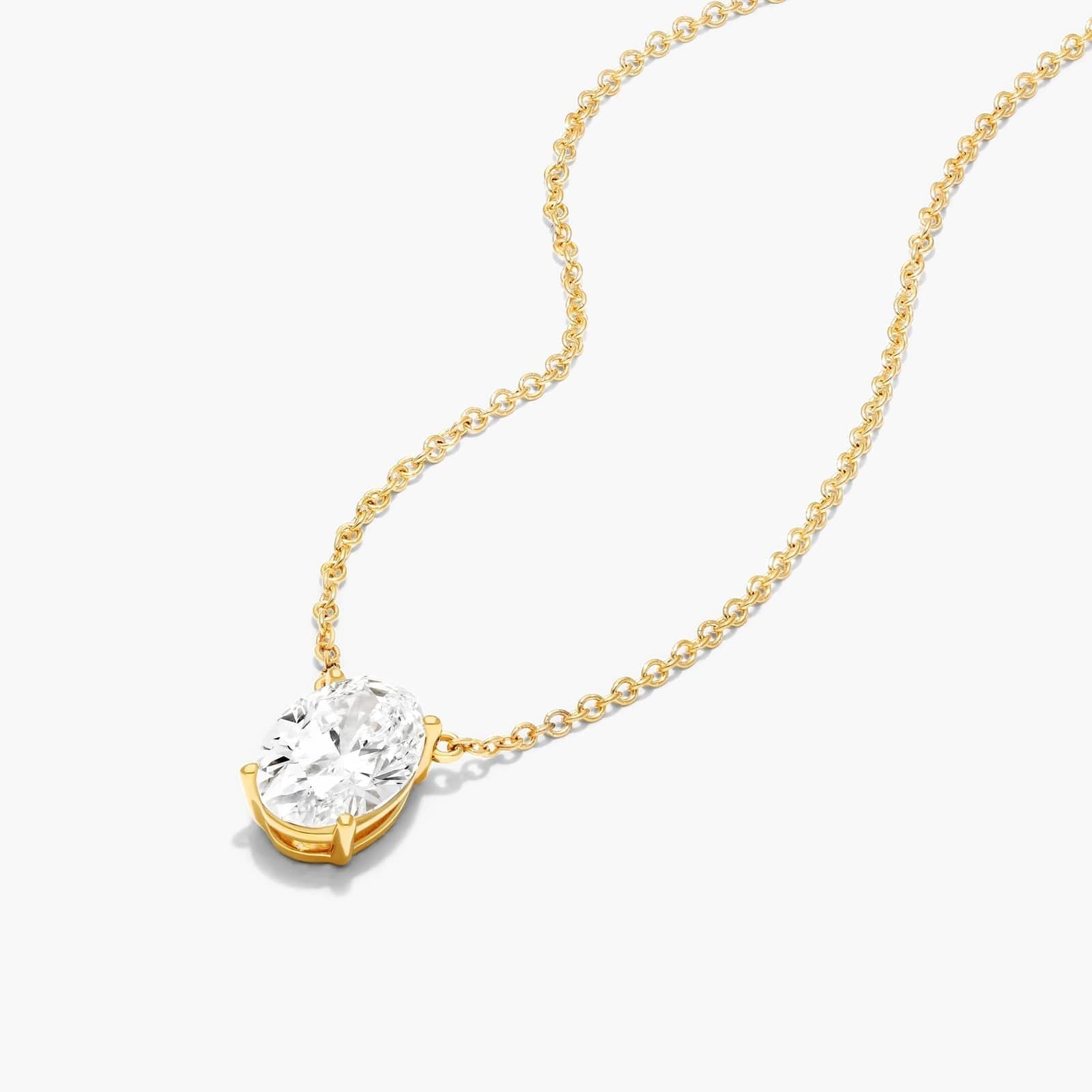 Oval Lab Grown Diamond Solitaire Pendant With Chain, EF Color, VS Clarity, IGI Certified