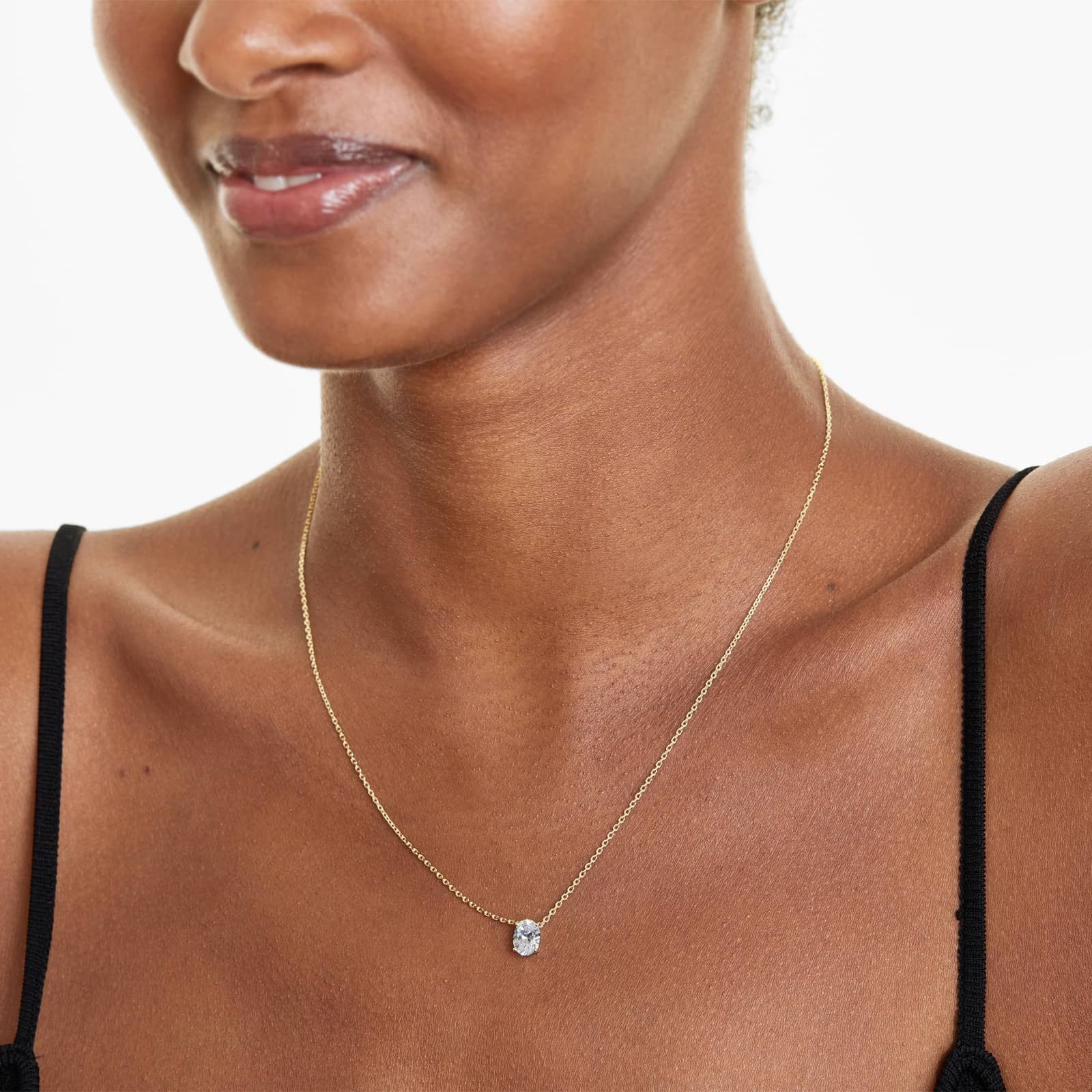 Oval Lab Grown Diamond Solitaire Pendant With Chain, EF Color, VS Clarity, IGI Certified