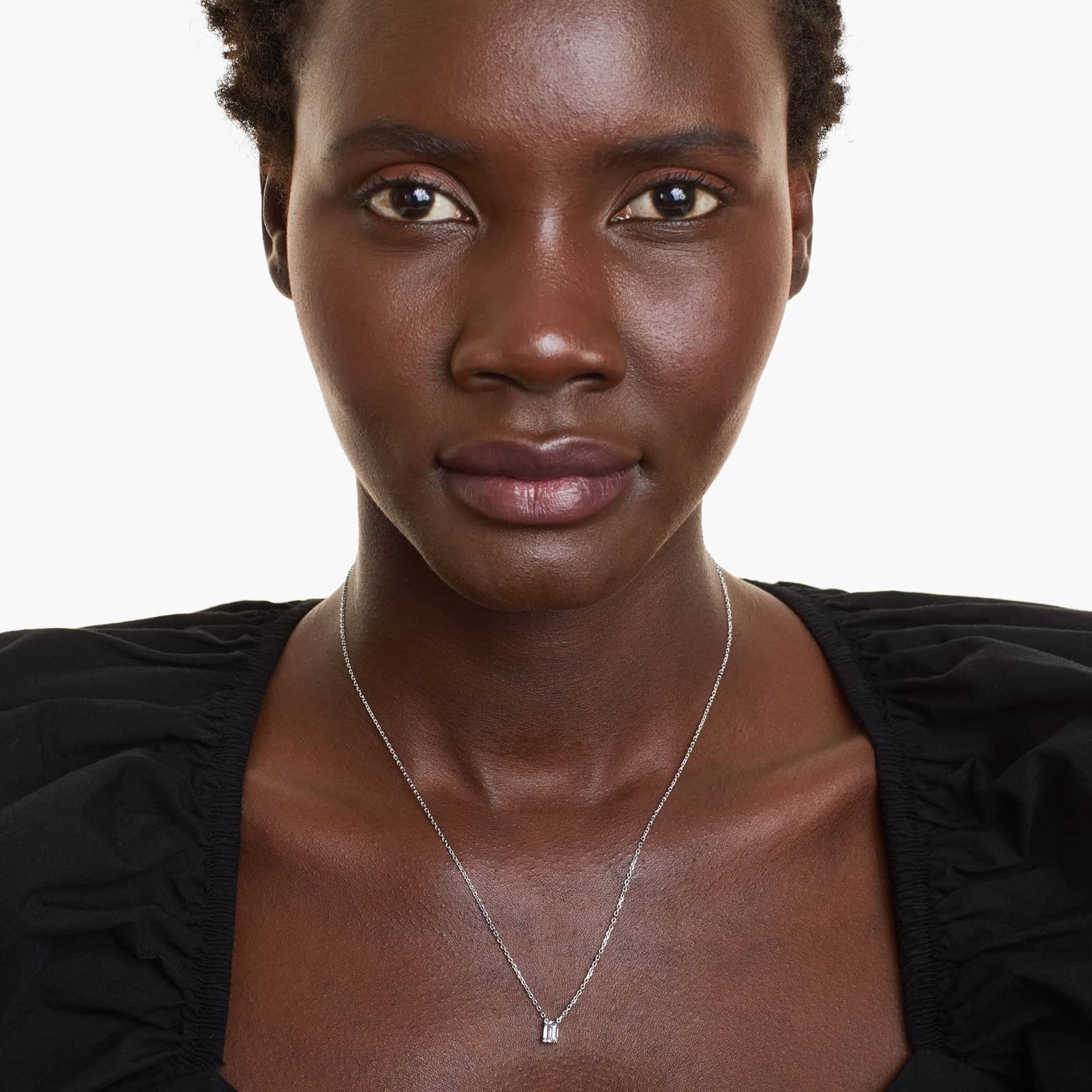 Emerald Lab Grown Diamond Solitaire Pendant With Chain, EF Color, VS Clarity, IGI Certified