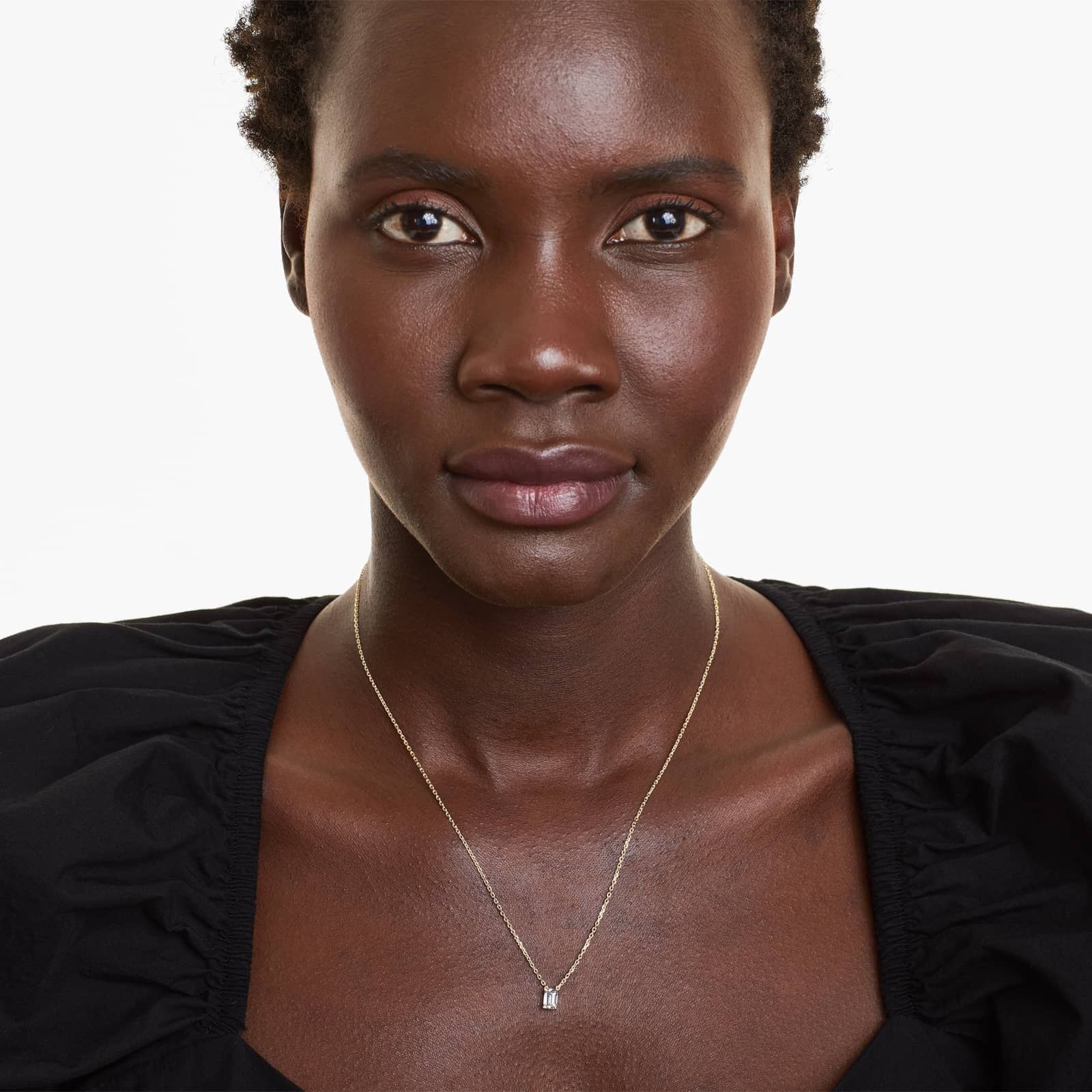 Emerald Lab Grown Diamond Solitaire Pendant With Chain, EF Color, VS Clarity, IGI Certified