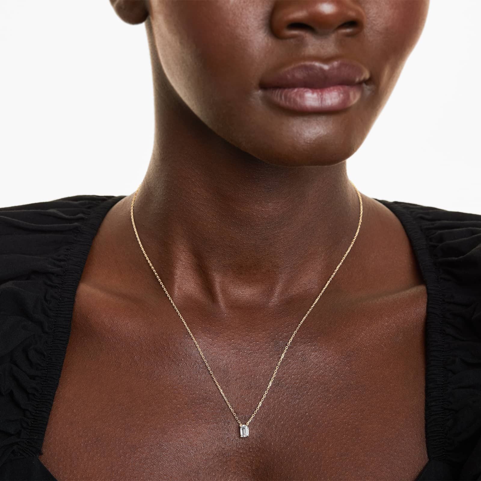 Emerald Lab Grown Diamond Solitaire Pendant With Chain, EF Color, VS Clarity, IGI Certified