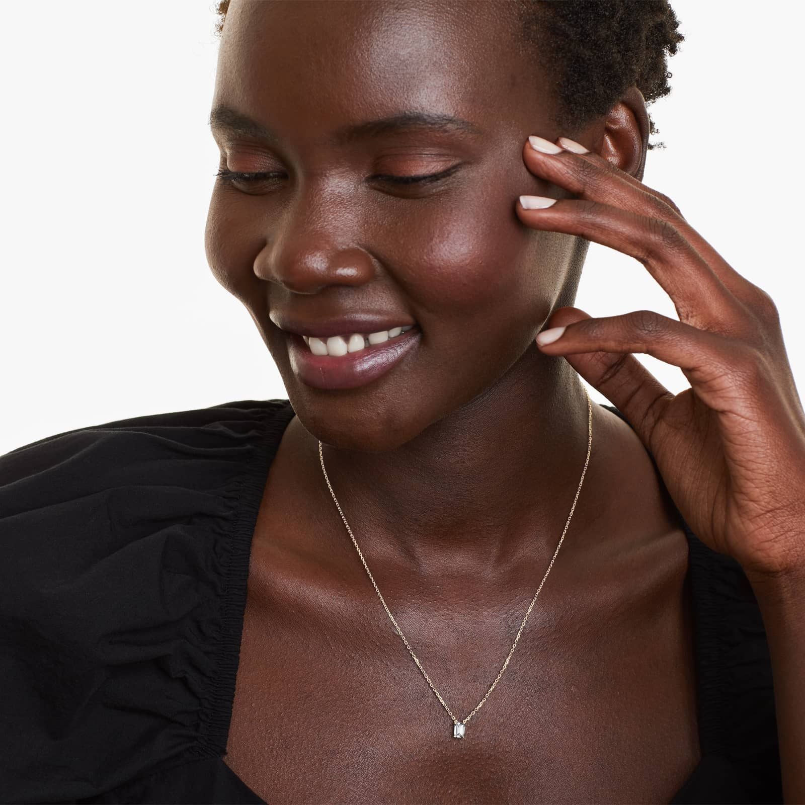 Emerald Lab Grown Diamond Solitaire Pendant With Chain, EF Color, VS Clarity, IGI Certified