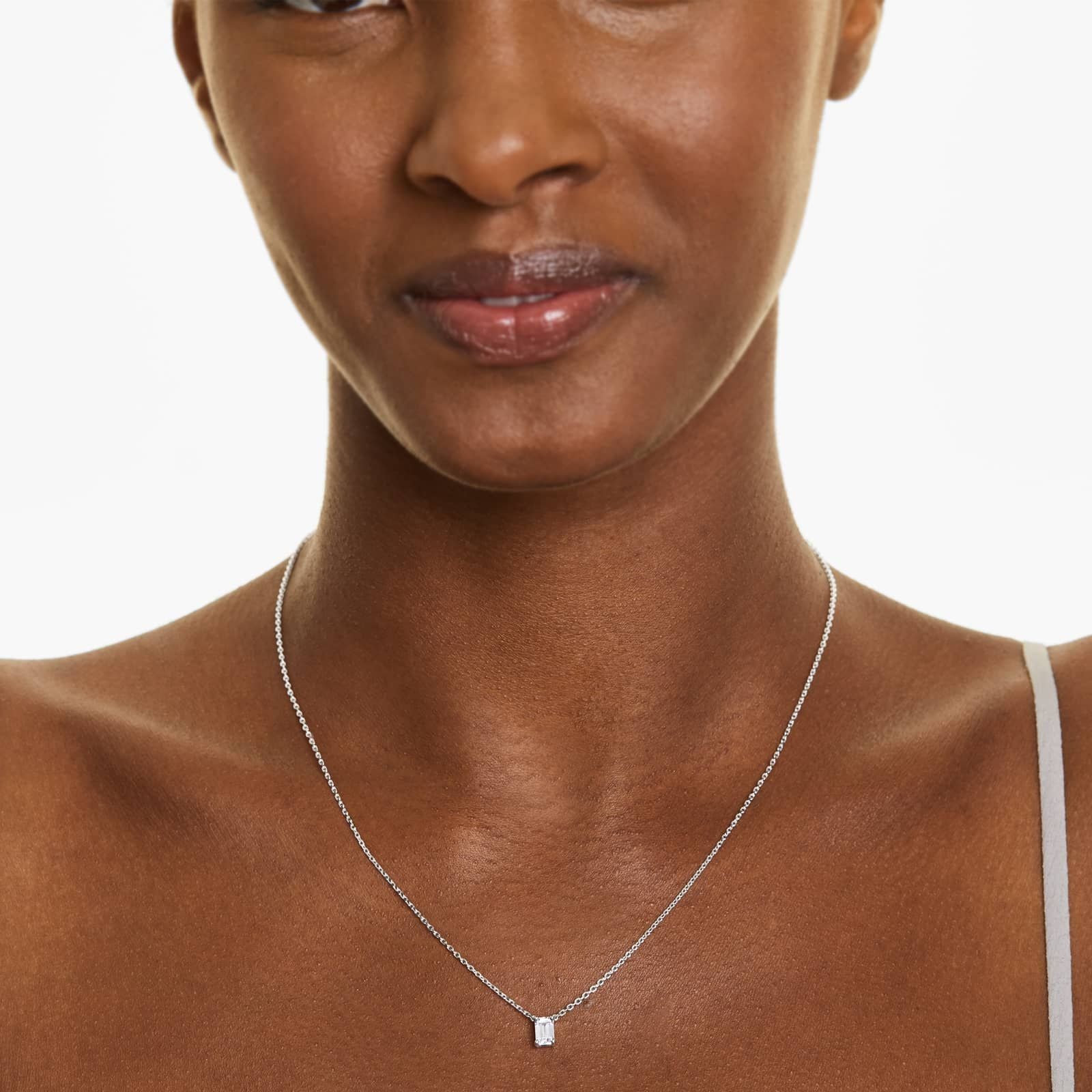 Emerald Lab Grown Diamond Solitaire Pendant With Chain, EF Color, VS Clarity, IGI Certified