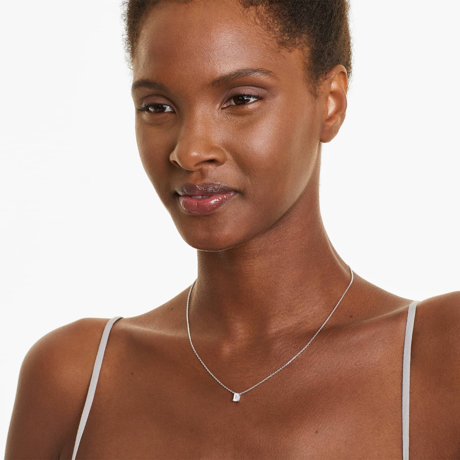 Emerald Lab Grown Diamond Solitaire Pendant With Chain, EF Color, VS Clarity, IGI Certified