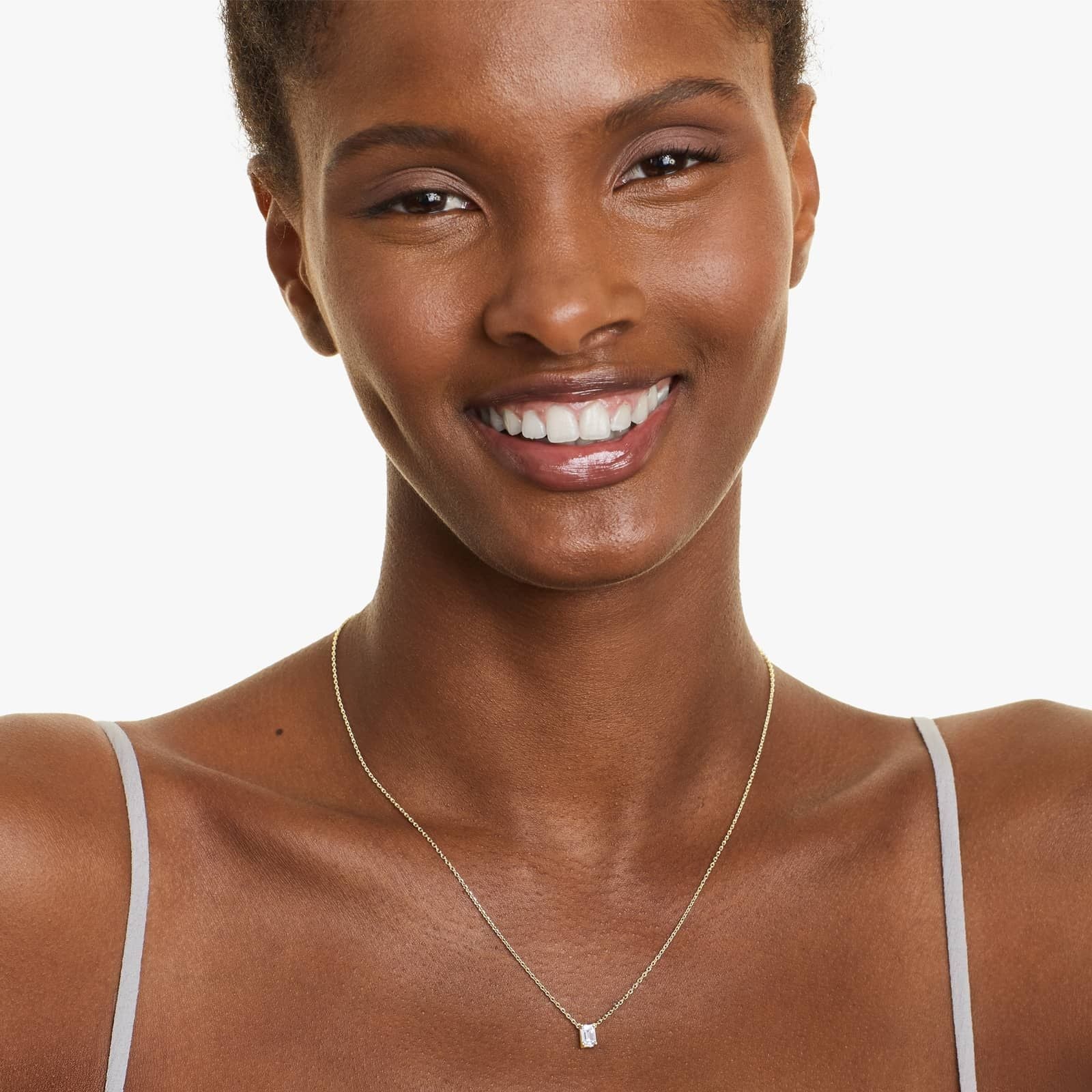 Emerald Lab Grown Diamond Solitaire Pendant With Chain, EF Color, VS Clarity, IGI Certified