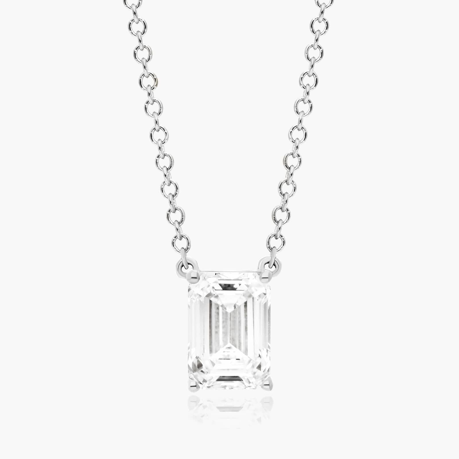 Emerald Lab Grown Diamond Solitaire Pendant With Chain, EF Color, VS Clarity, IGI Certified