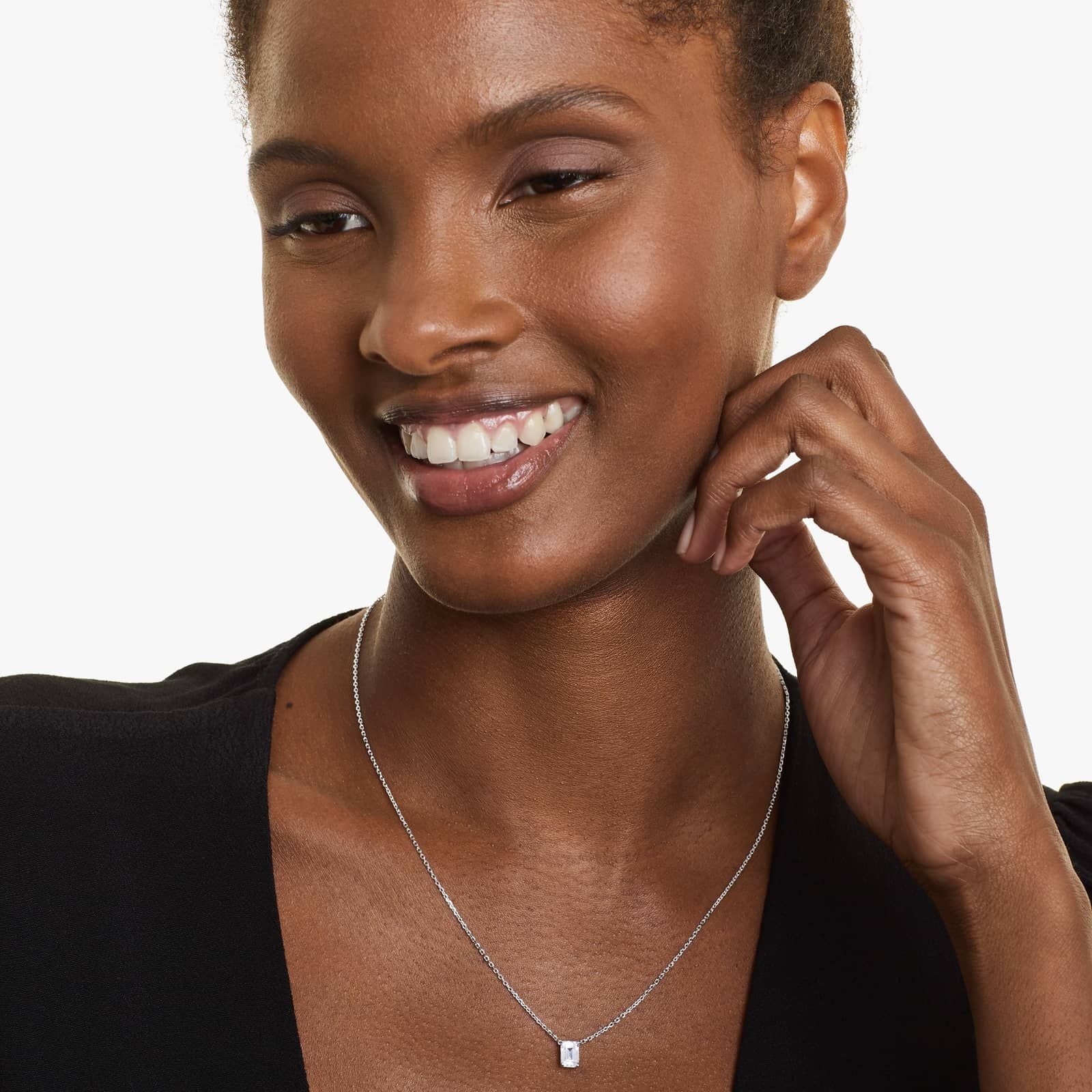 Emerald Lab Grown Diamond Solitaire Pendant With Chain, EF Color, VS Clarity, IGI Certified