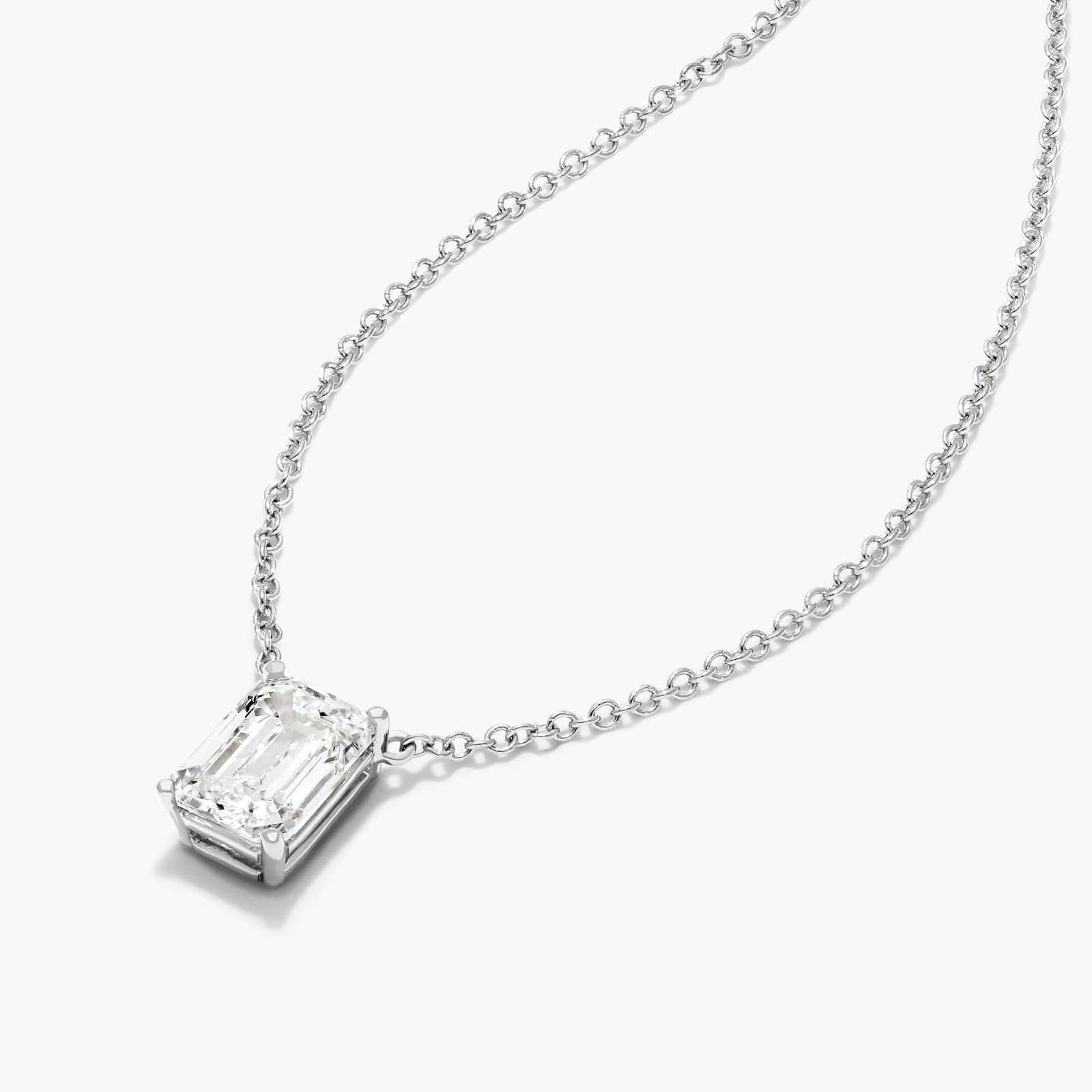 Emerald Lab Grown Diamond Solitaire Pendant With Chain, EF Color, VS Clarity, IGI Certified