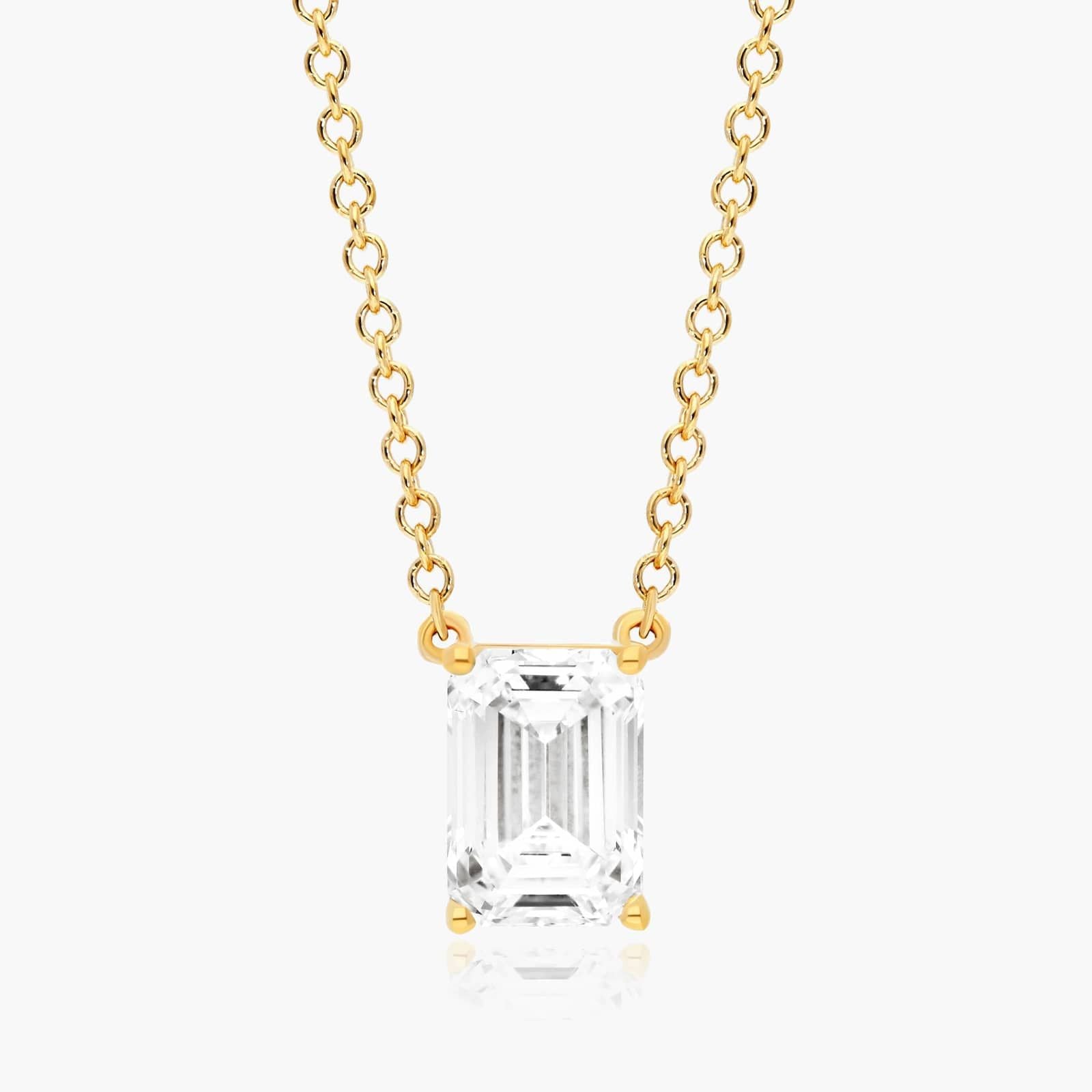 Emerald Lab Grown Diamond Solitaire Pendant With Chain, EF Color, VS Clarity, IGI Certified