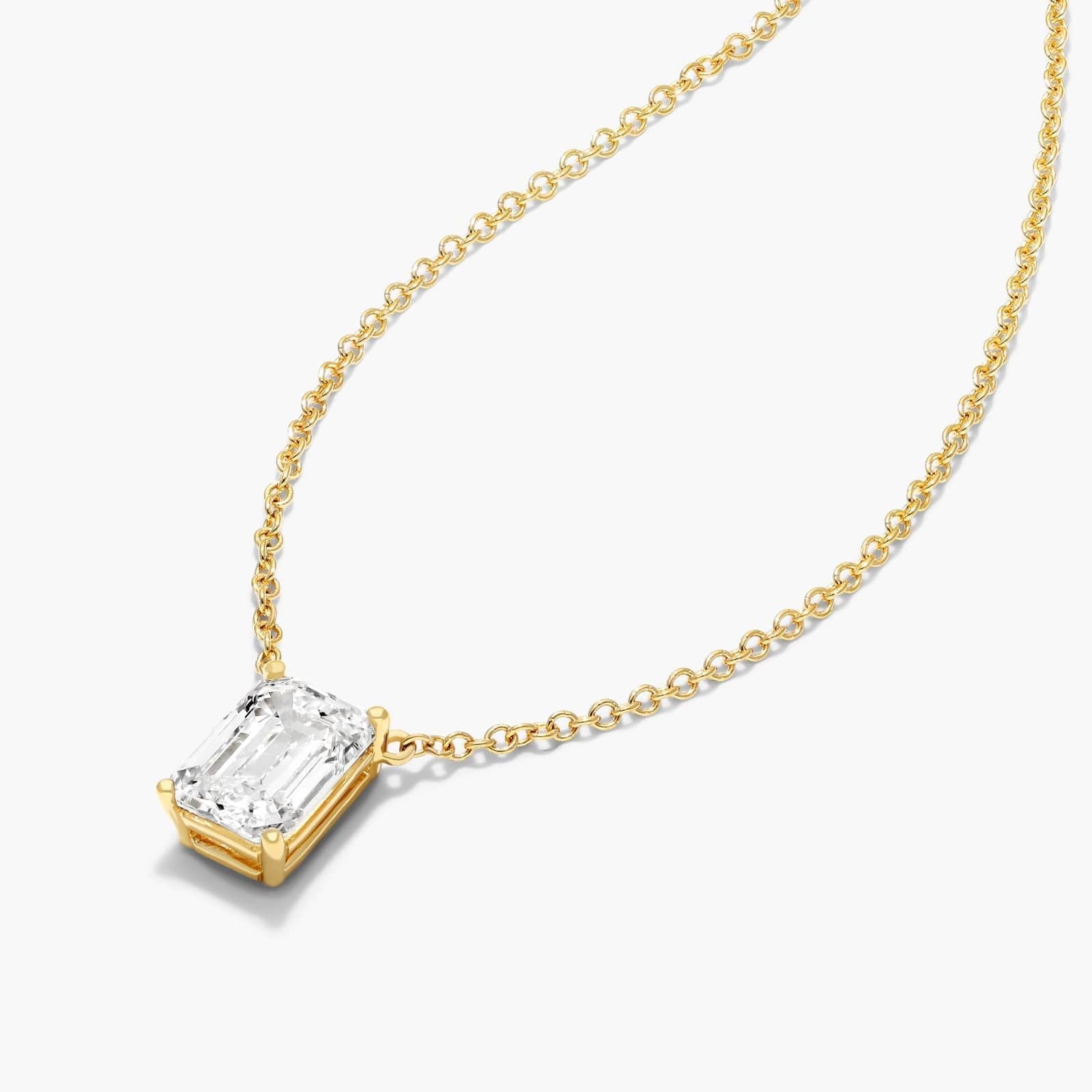 Emerald Lab Grown Diamond Solitaire Pendant With Chain, EF Color, VS Clarity, IGI Certified