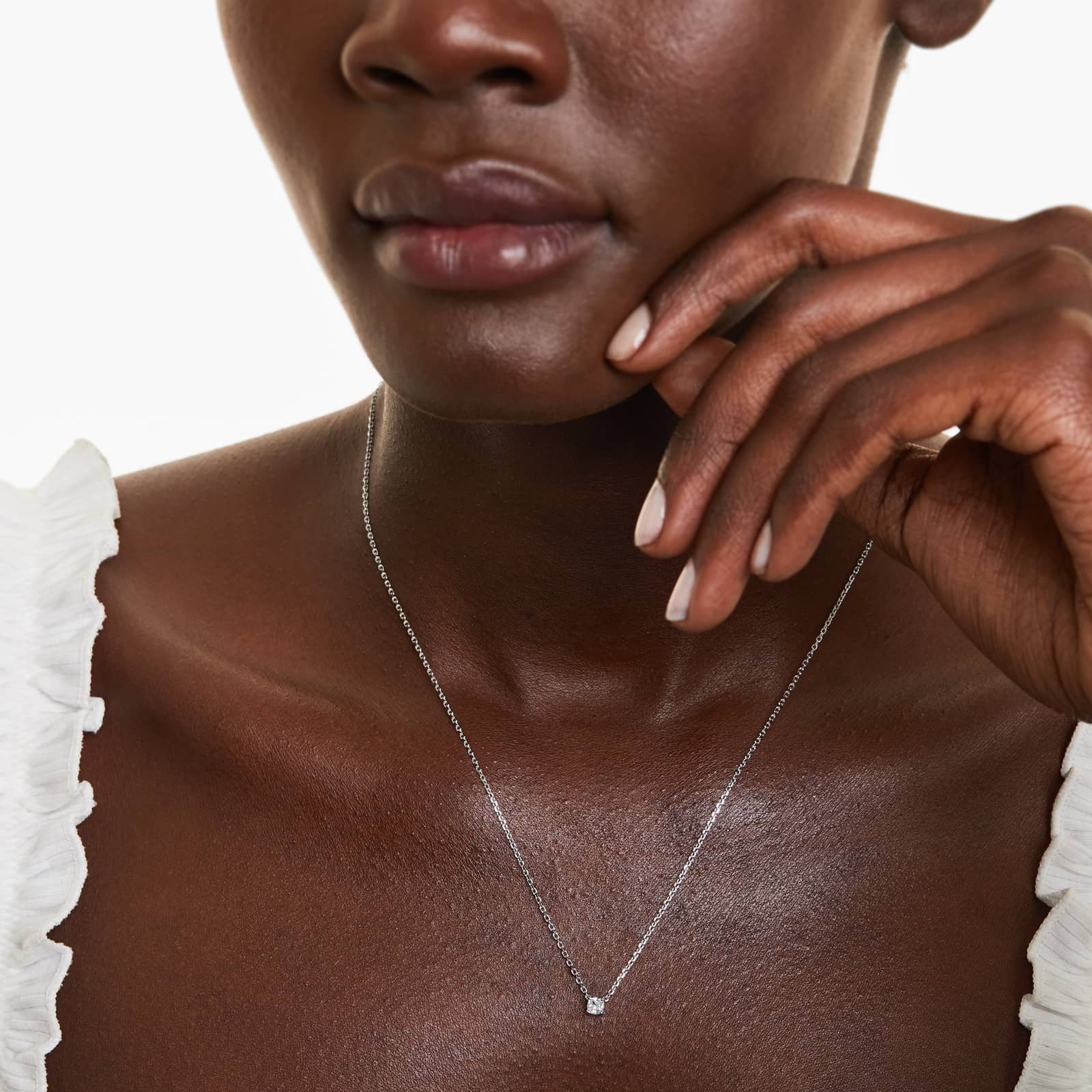 Cushion Lab Grown Diamond Solitaire Pendant With Chain, EF Color, VS Clarity, IGI Certified