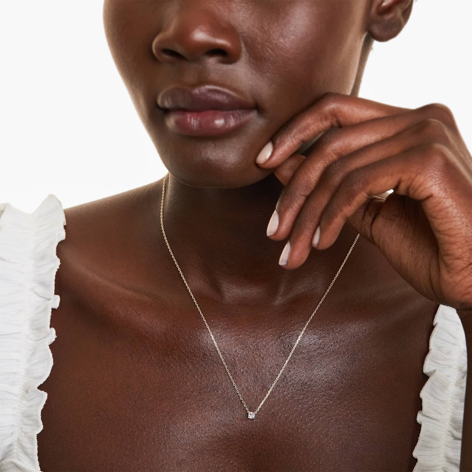 Cushion Lab Grown Diamond Solitaire Pendant With Chain, EF Color, VS Clarity, IGI Certified