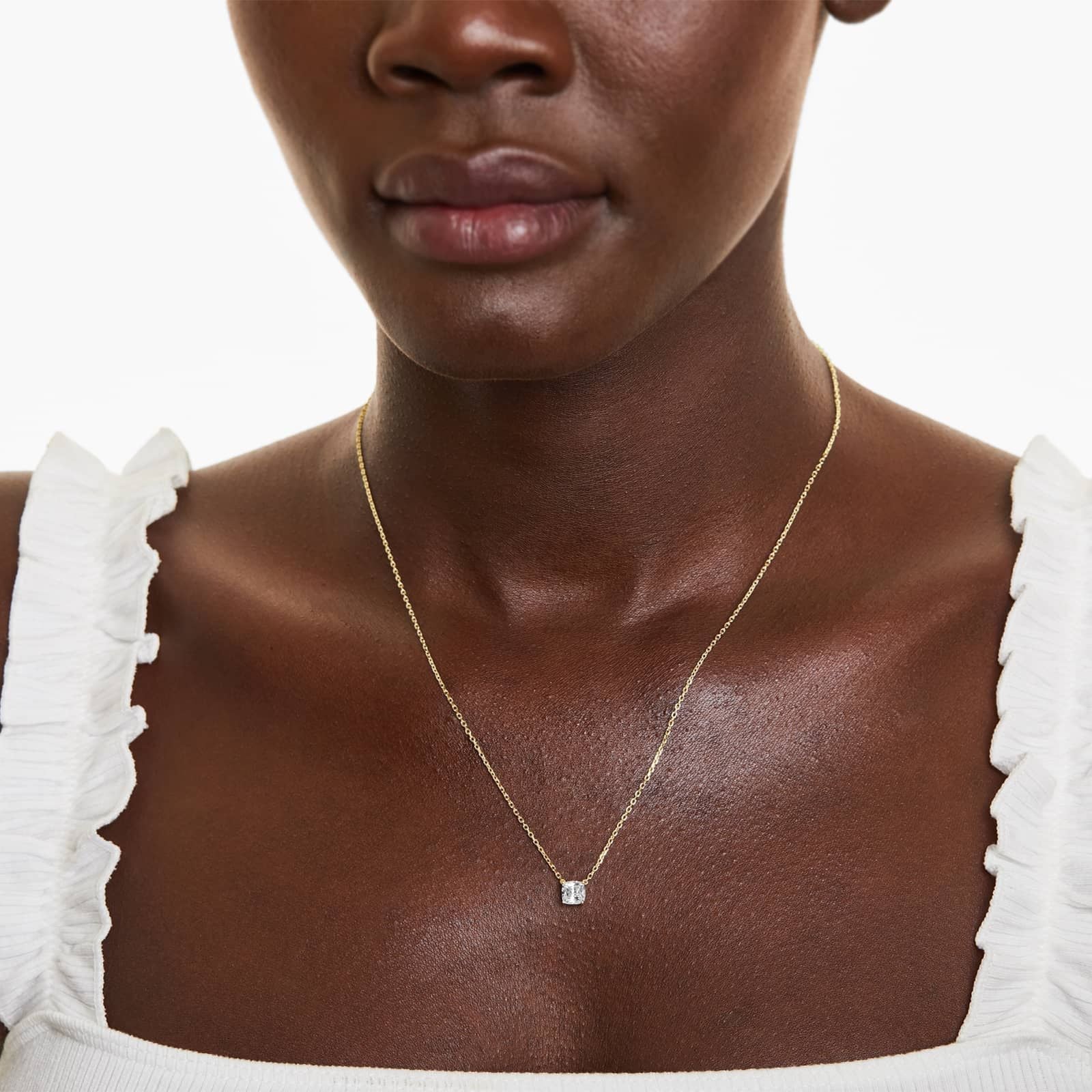 Cushion Lab Grown Diamond Solitaire Pendant With Chain, EF Color, VS Clarity, IGI Certified