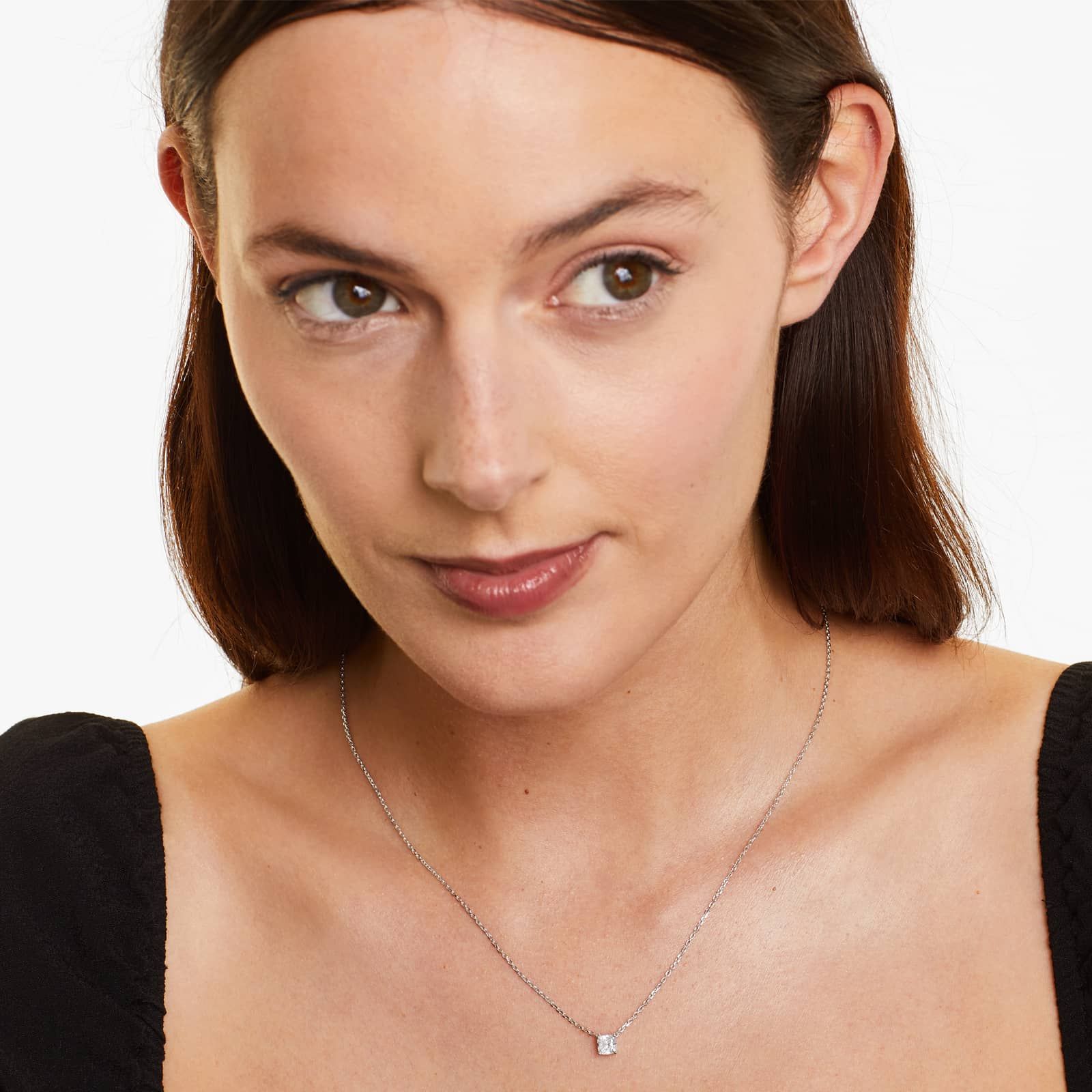 Cushion Lab Grown Diamond Solitaire Pendant With Chain, EF Color, VS Clarity, IGI Certified