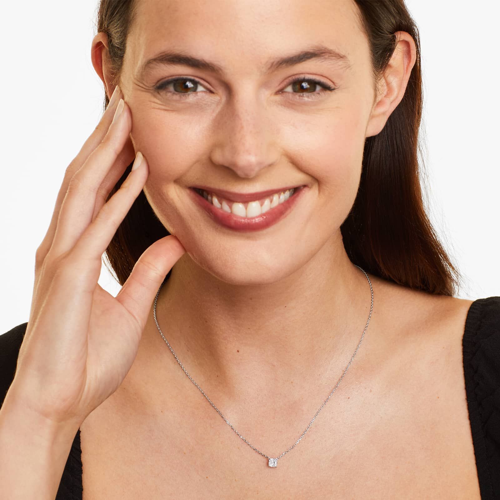 Cushion Lab Grown Diamond Solitaire Pendant With Chain, EF Color, VS Clarity, IGI Certified