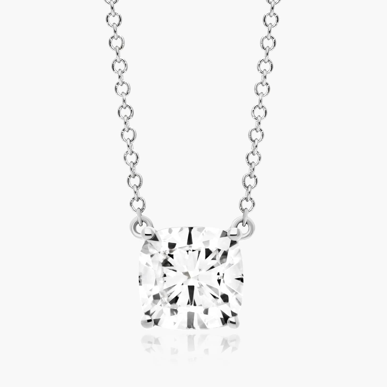 Cushion Lab Grown Diamond Solitaire Pendant With Chain, EF Color, VS Clarity, IGI Certified