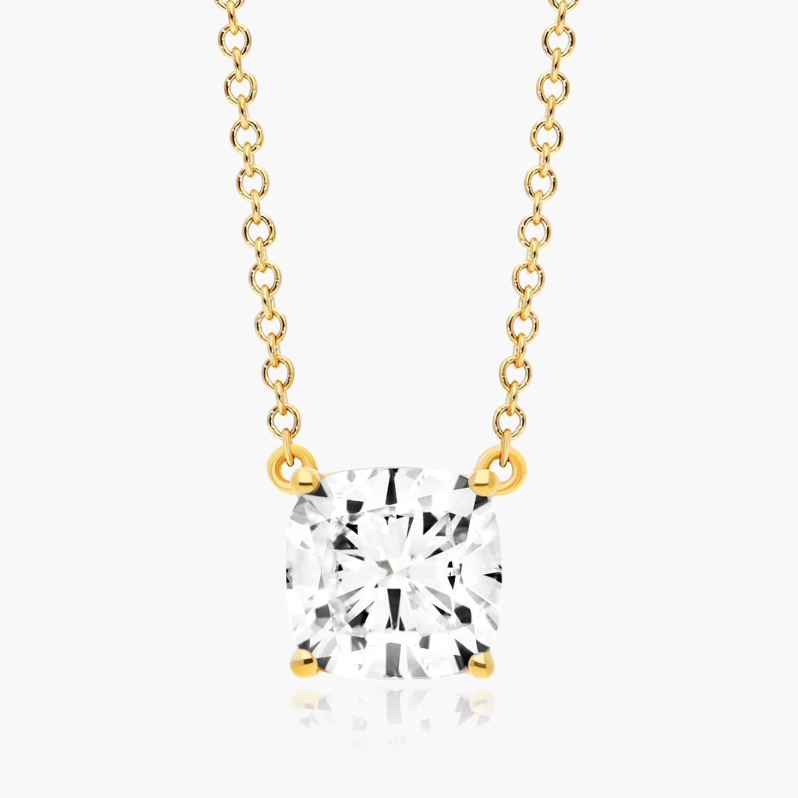 Cushion Lab Grown Diamond Solitaire Pendant With Chain, EF Color, VS Clarity, IGI Certified