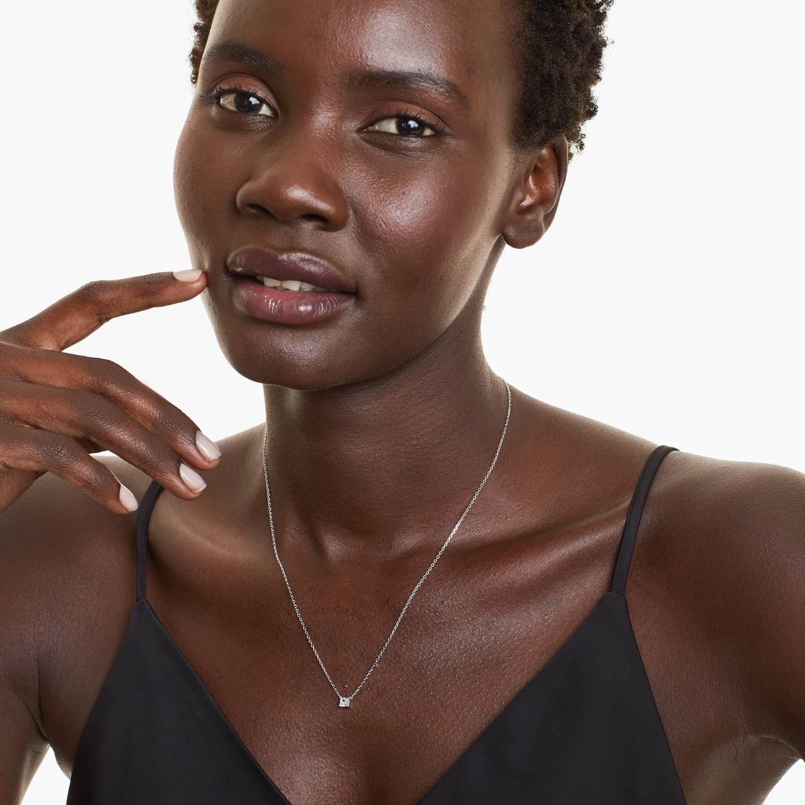 Princess Cut Lab Grown Diamond Solitaire Pendant With Chain, EF Color, VS Clarity, IGI Certified