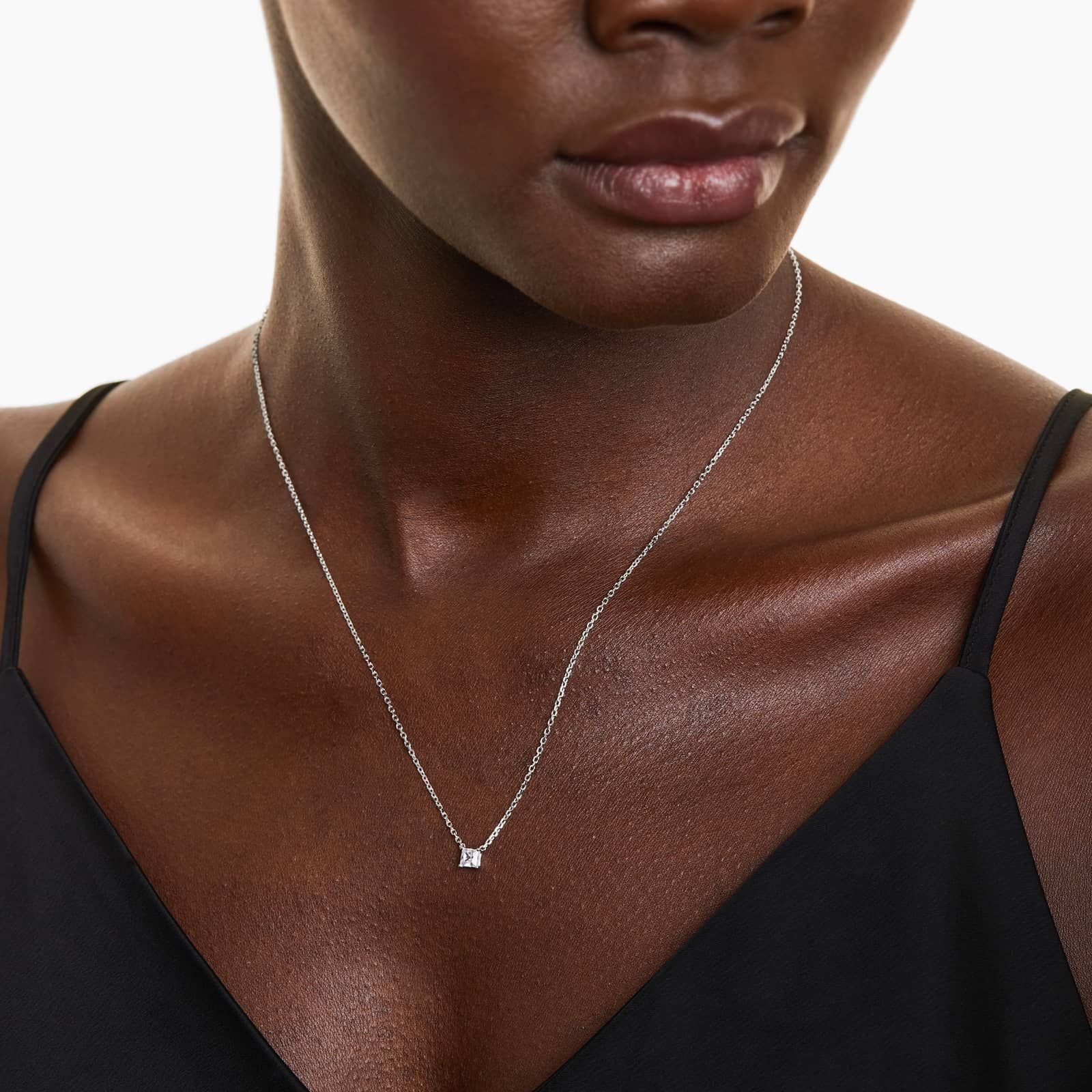 Princess Cut Lab Grown Diamond Solitaire Pendant With Chain, EF Color, VS Clarity, IGI Certified