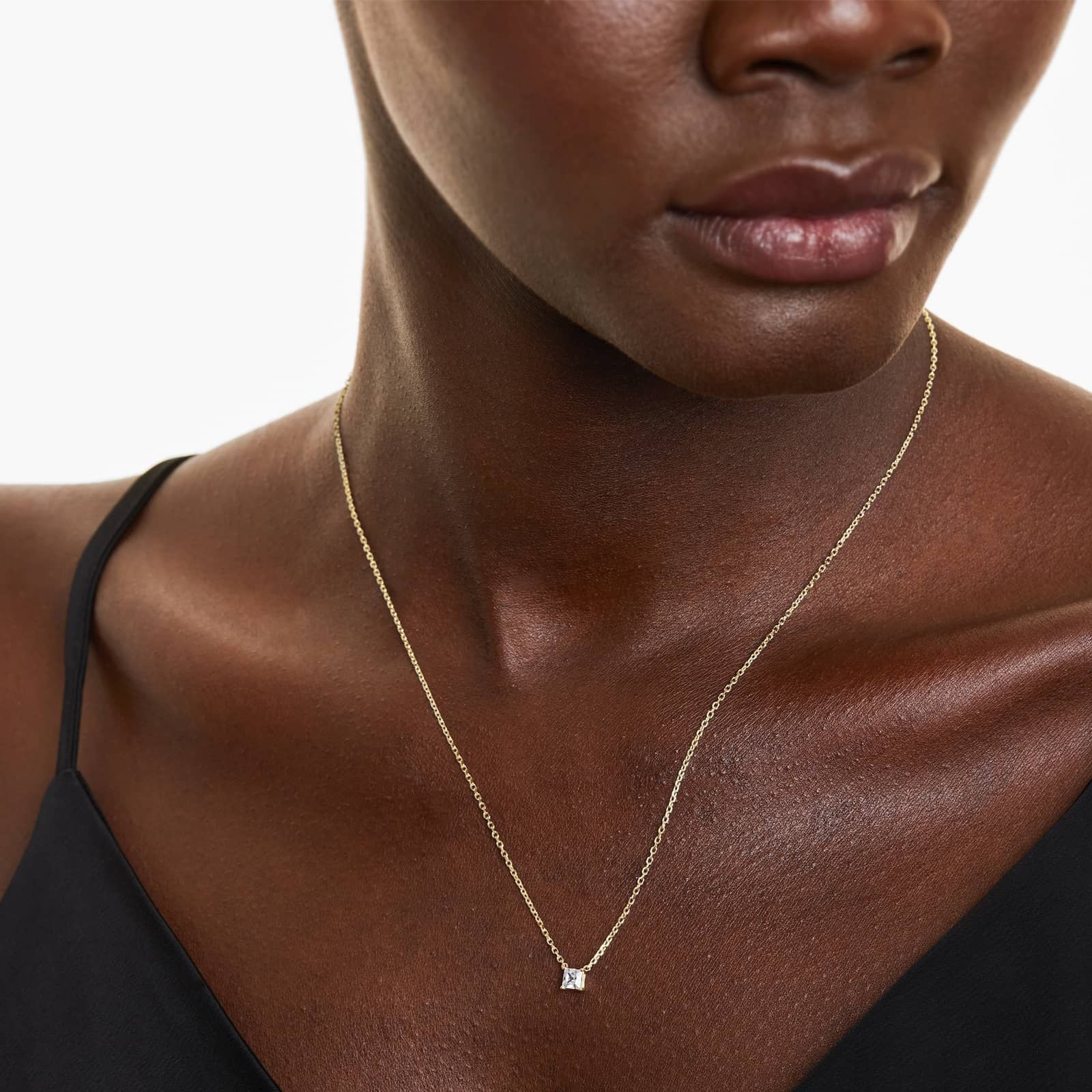 Princess Cut Lab Grown Diamond Solitaire Pendant With Chain, EF Color, VS Clarity, IGI Certified