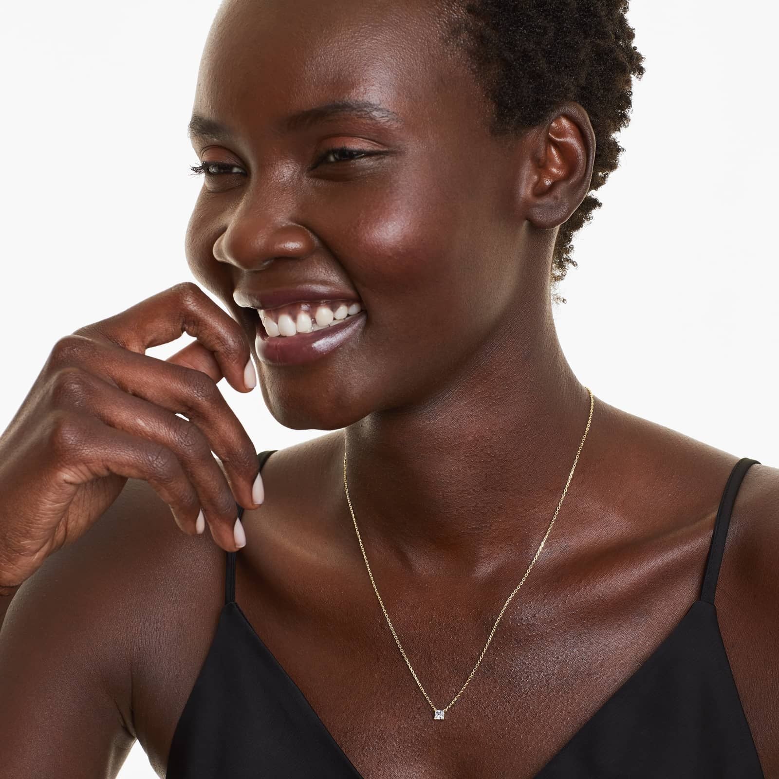 Princess Cut Lab Grown Diamond Solitaire Pendant With Chain, EF Color, VS Clarity, IGI Certified