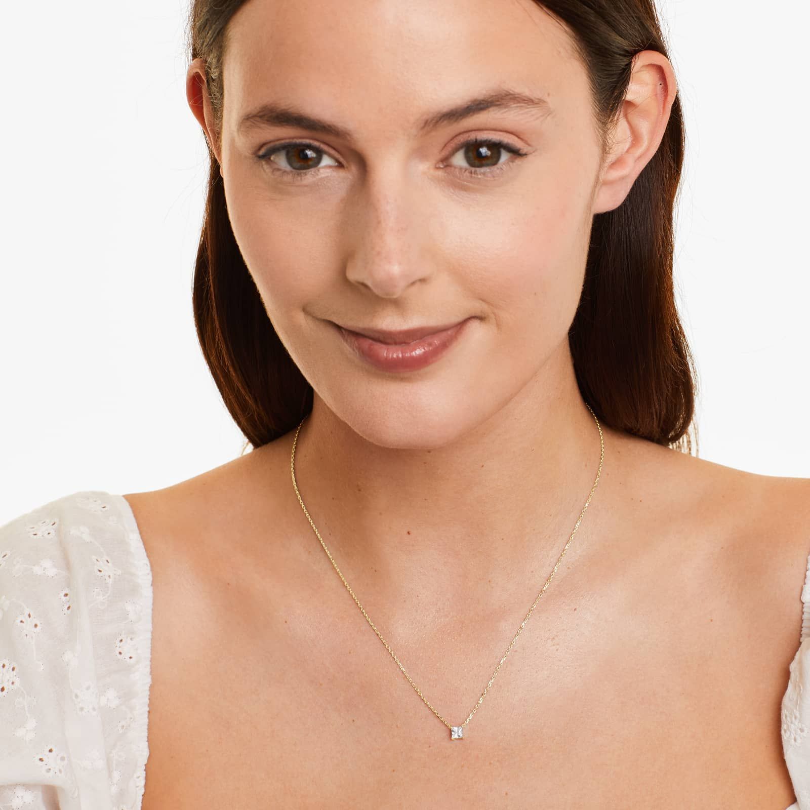 Princess Cut Lab Grown Diamond Solitaire Pendant With Chain, EF Color, VS Clarity, IGI Certified